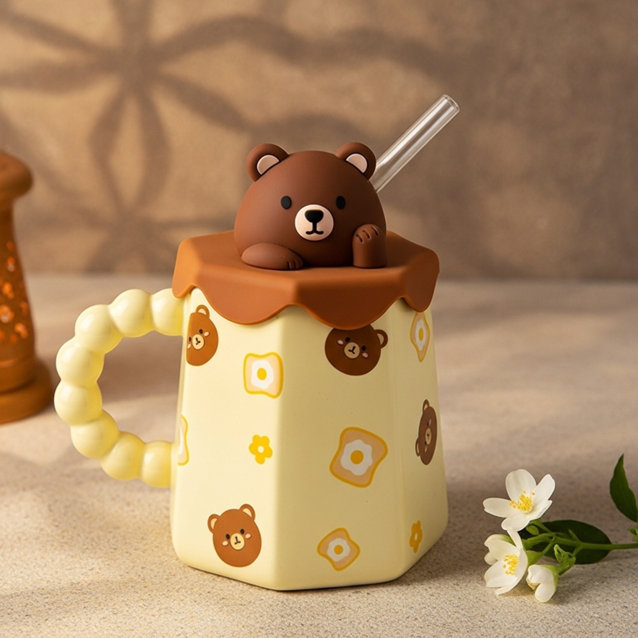 Mug Ourson – Avec Paille & Couvercle