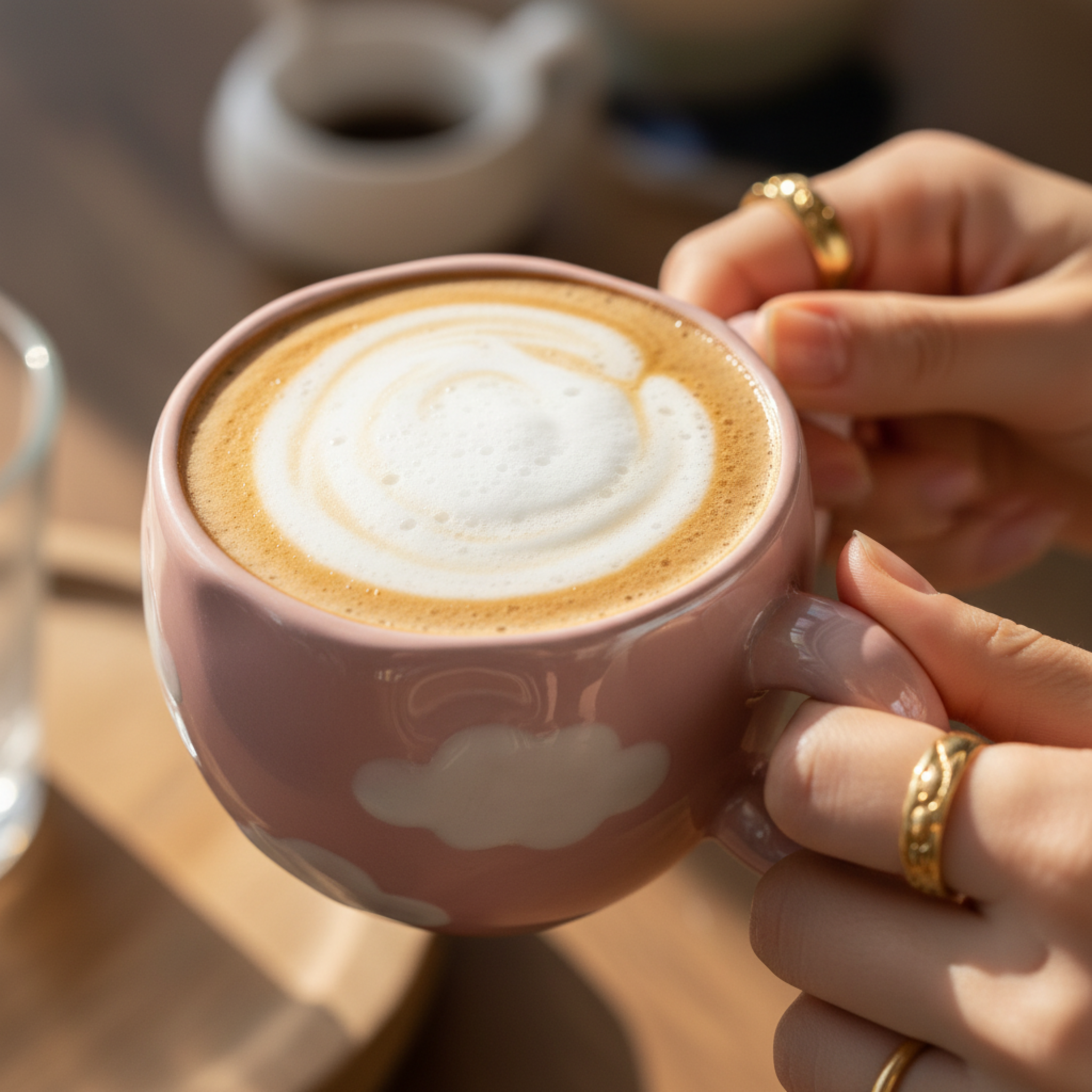 Tasse Nuage Rose en Céramique – Mug Design & Tendance (Soucoupe Incluse)