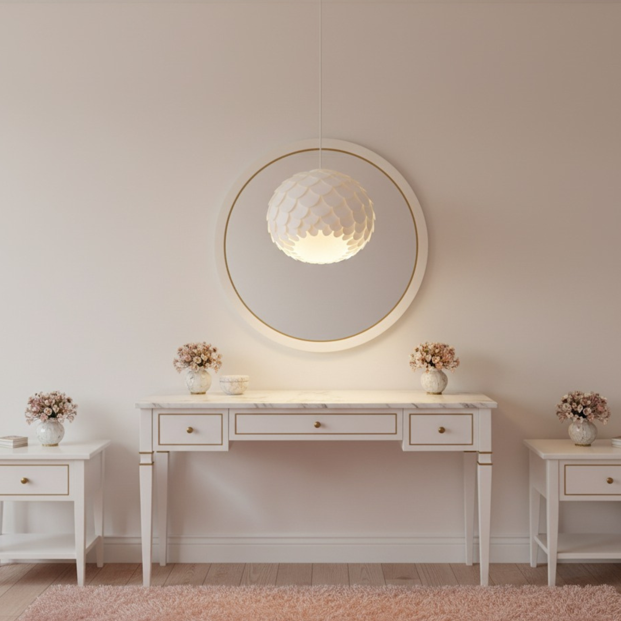 Lustre écaille blanc | Suspension sphérique design | Fiolla Home