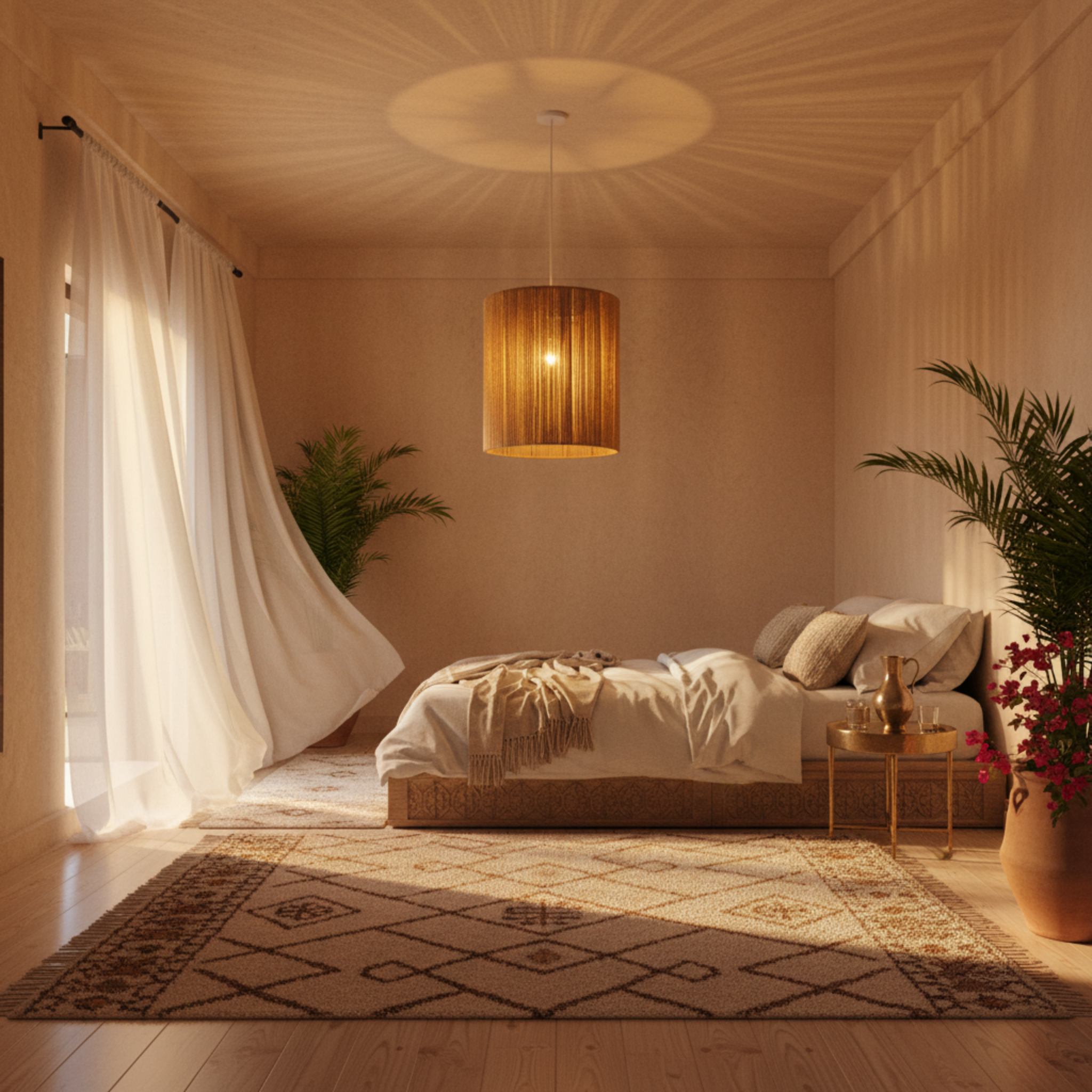 Suspension Jute Fait Main Tunisie - Lumière Naturelle & Artisanat Local