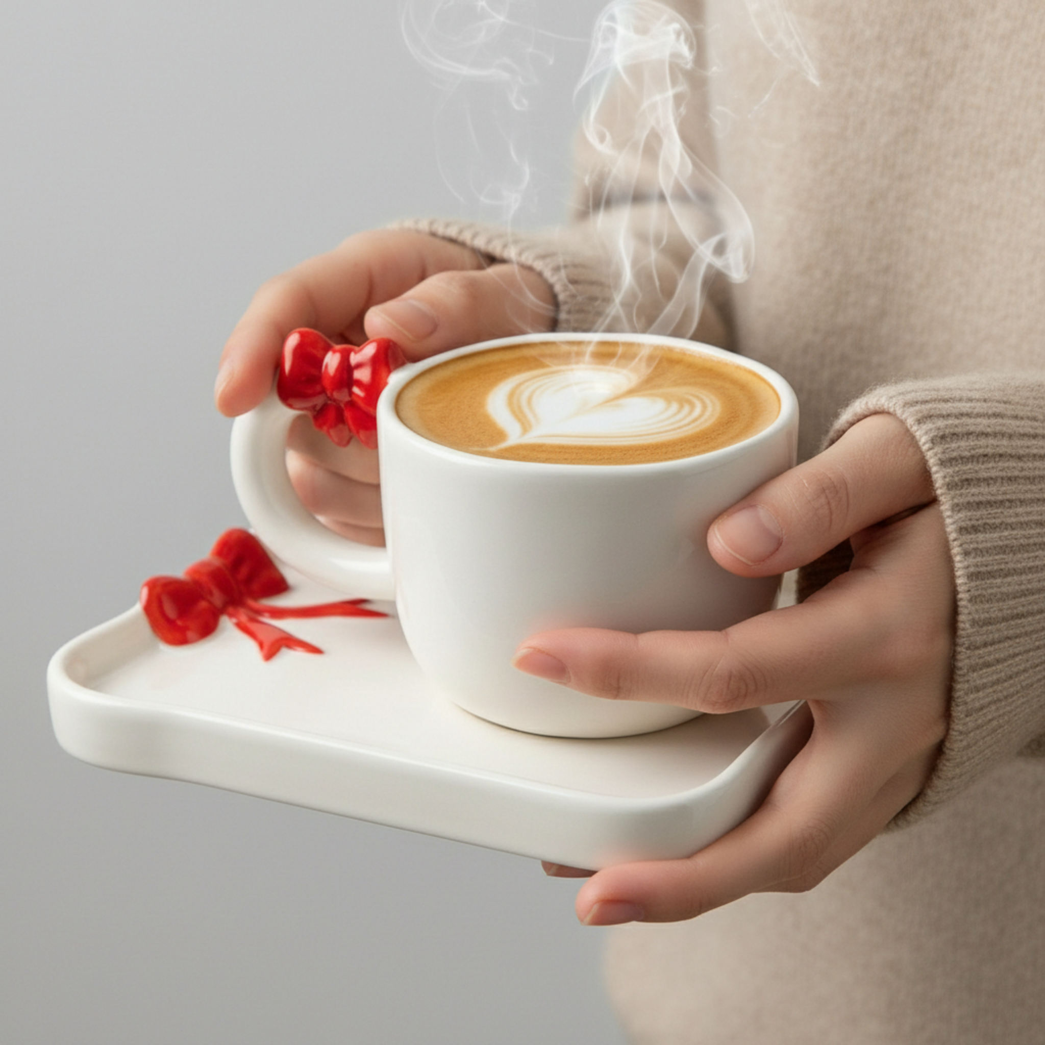 Mug & Sous-Tasse Nœud Rouge – Mug Cute & Idée Cadeau Tunisie