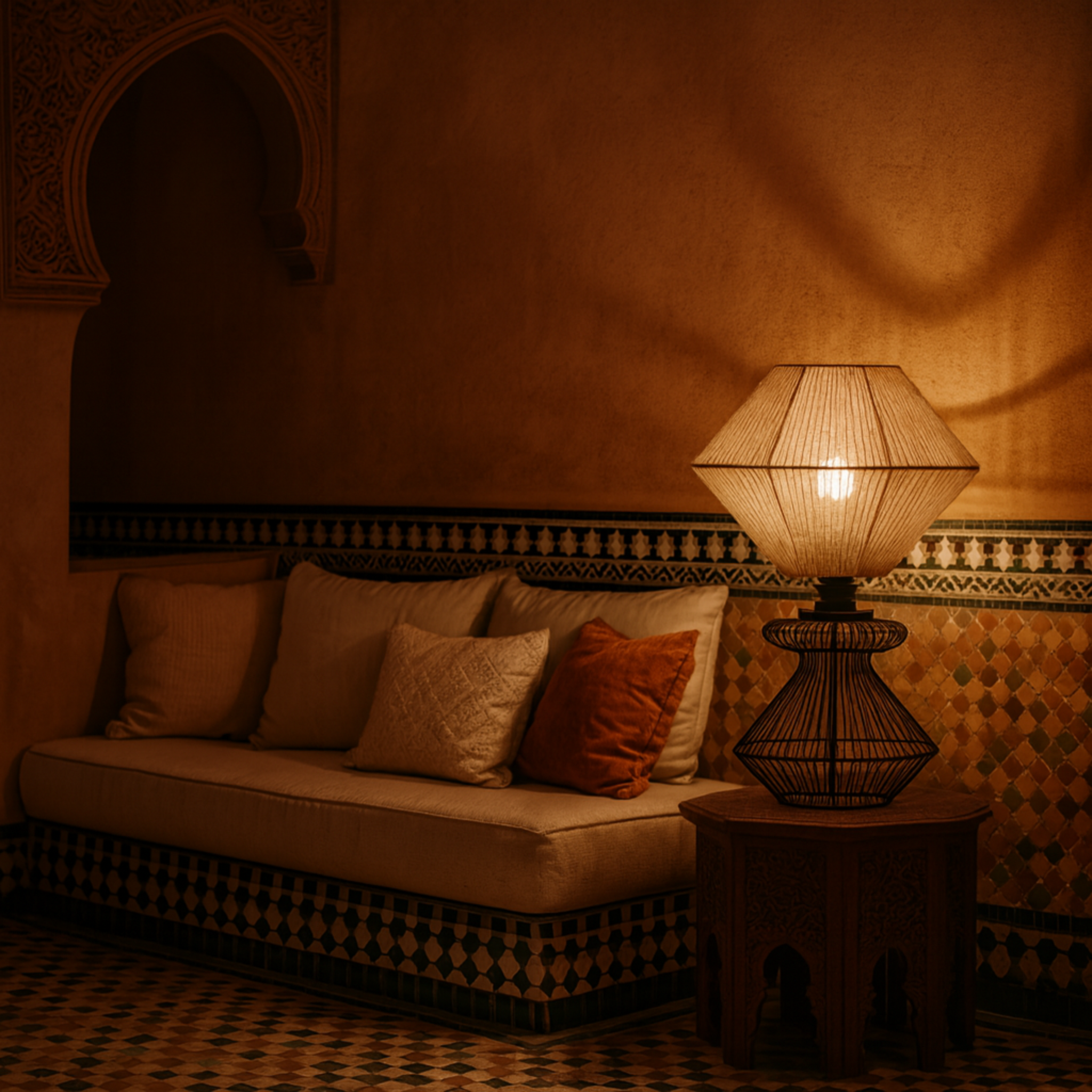 Lampe de Table Design en Jute et Métal Noir | Fait Main | Tunisie