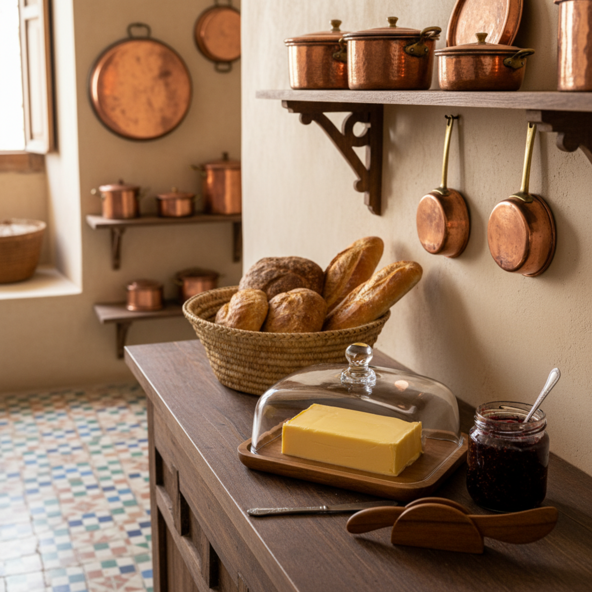 Beurrier Design en Bois d'Acacia & Tartineur Inclus - Tunisie