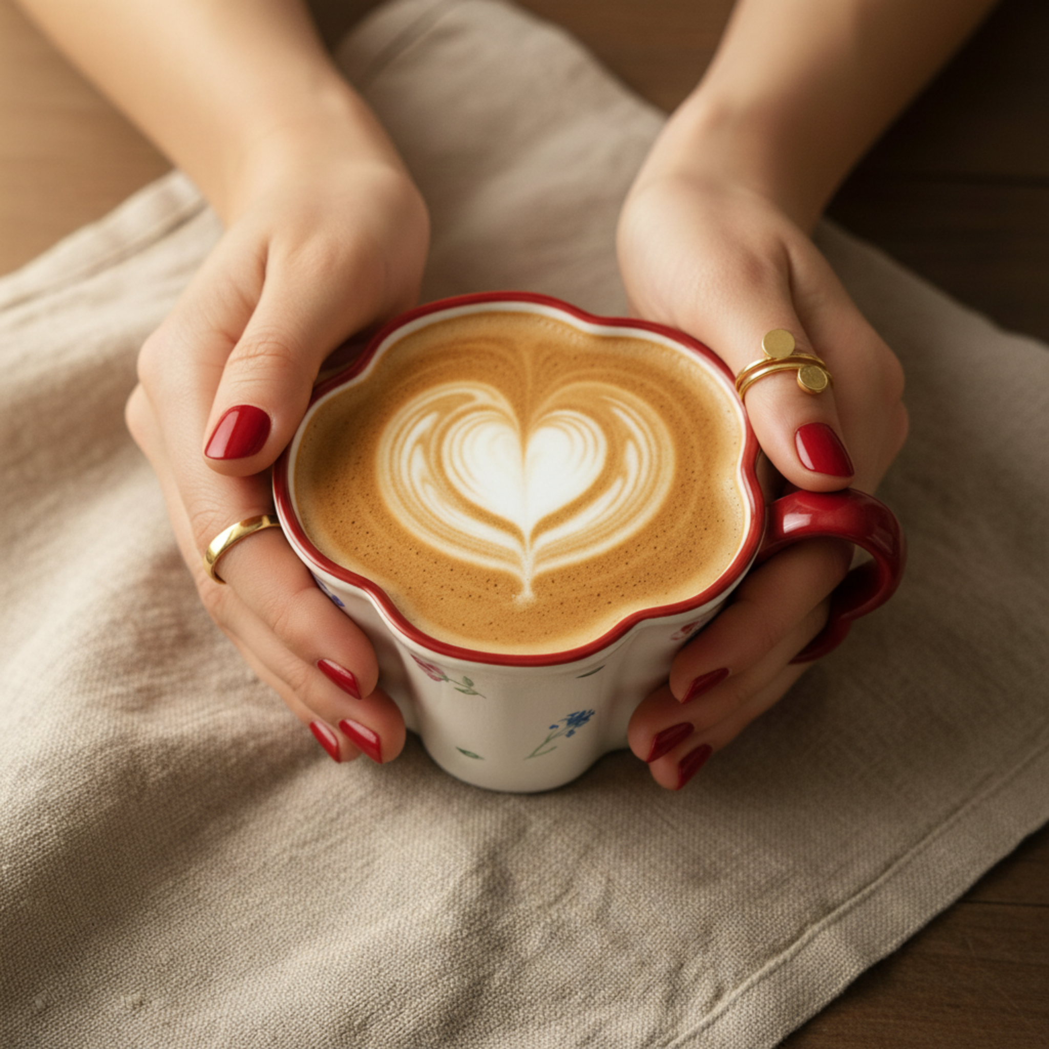 Tasse Forme Fleur & Soucoupe Rouge – Mug Cute & Idée Cadeau Tunisie