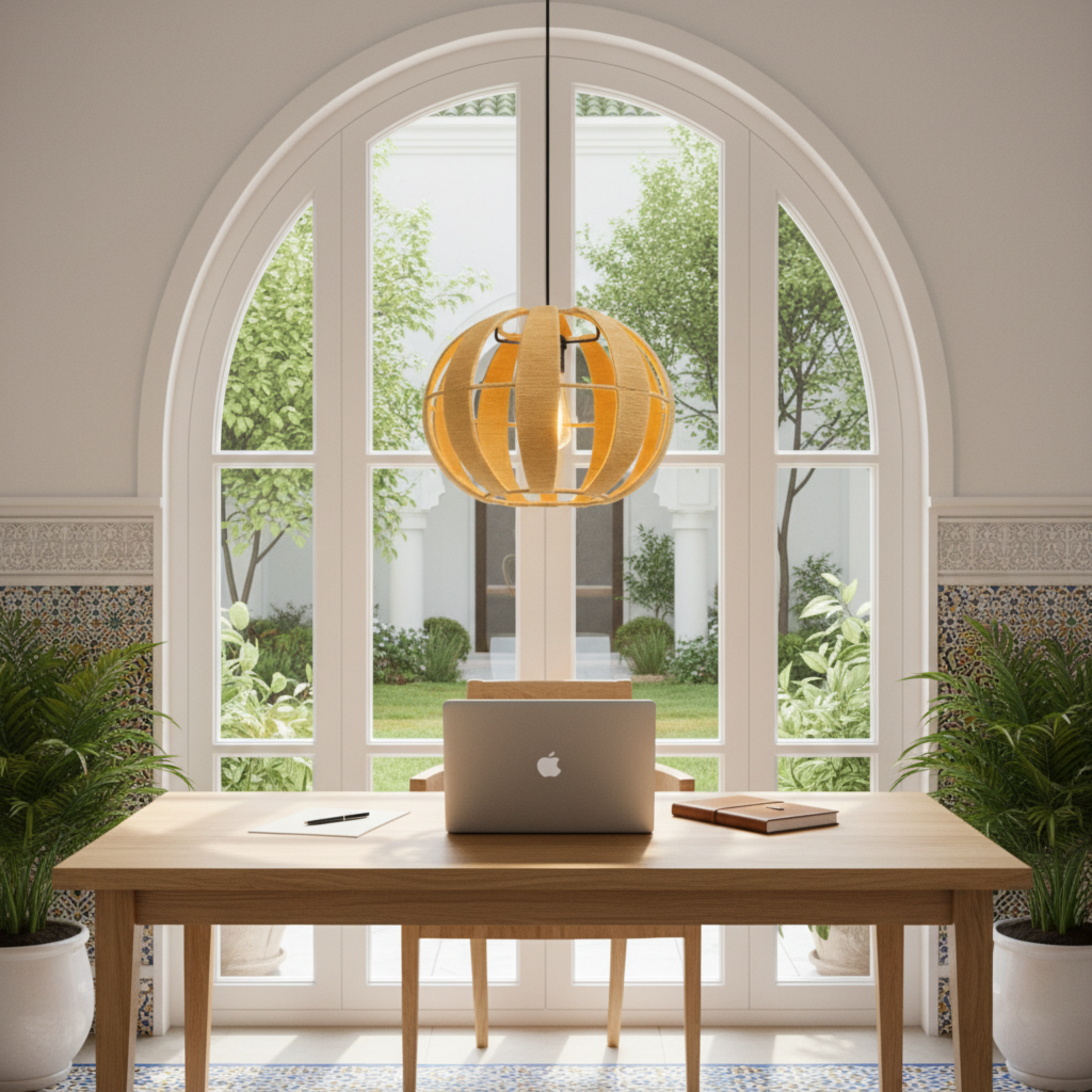 Suspension Sphérique "Ombre & Lumière" | Fibres Végétales | Tunisie