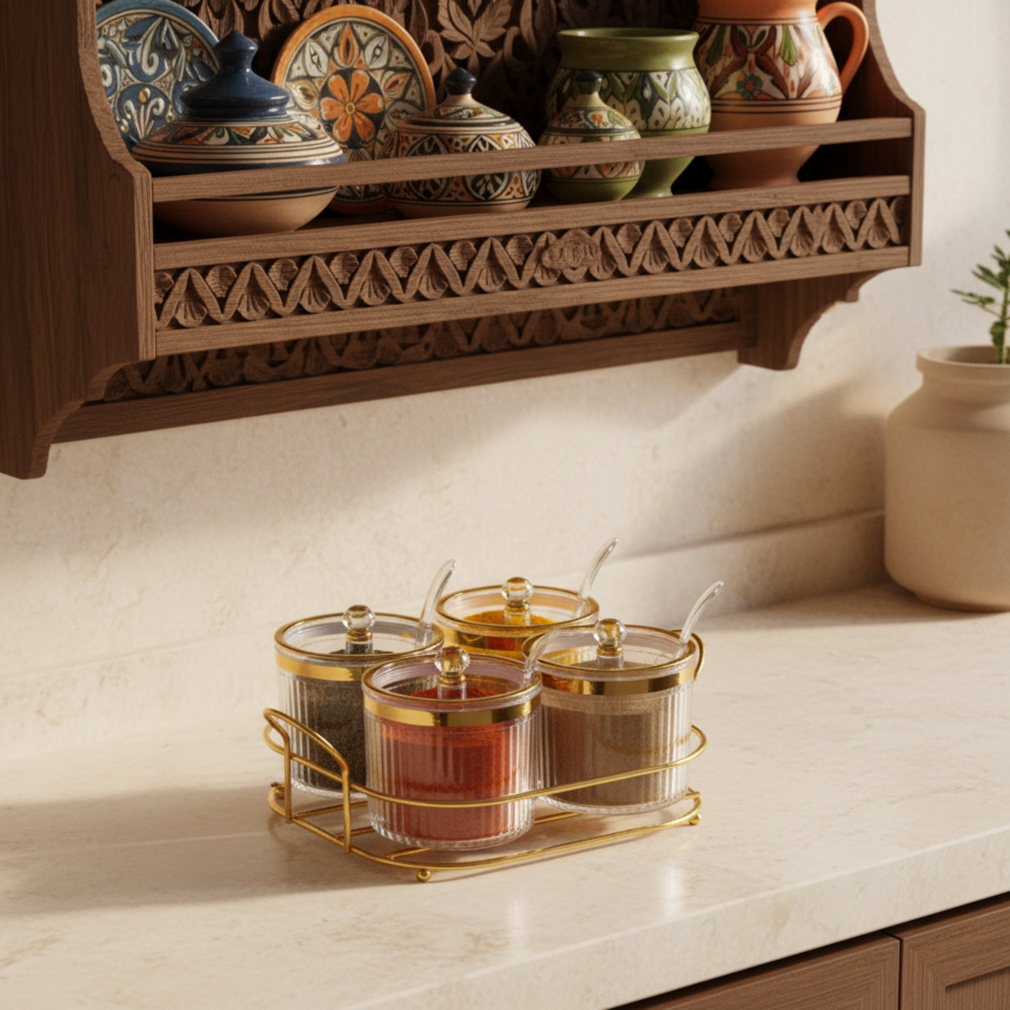 Porte-Épices ou Porte-Fruits Secs avec Support - Organisation Pratique et Élégante | Fiolla Home