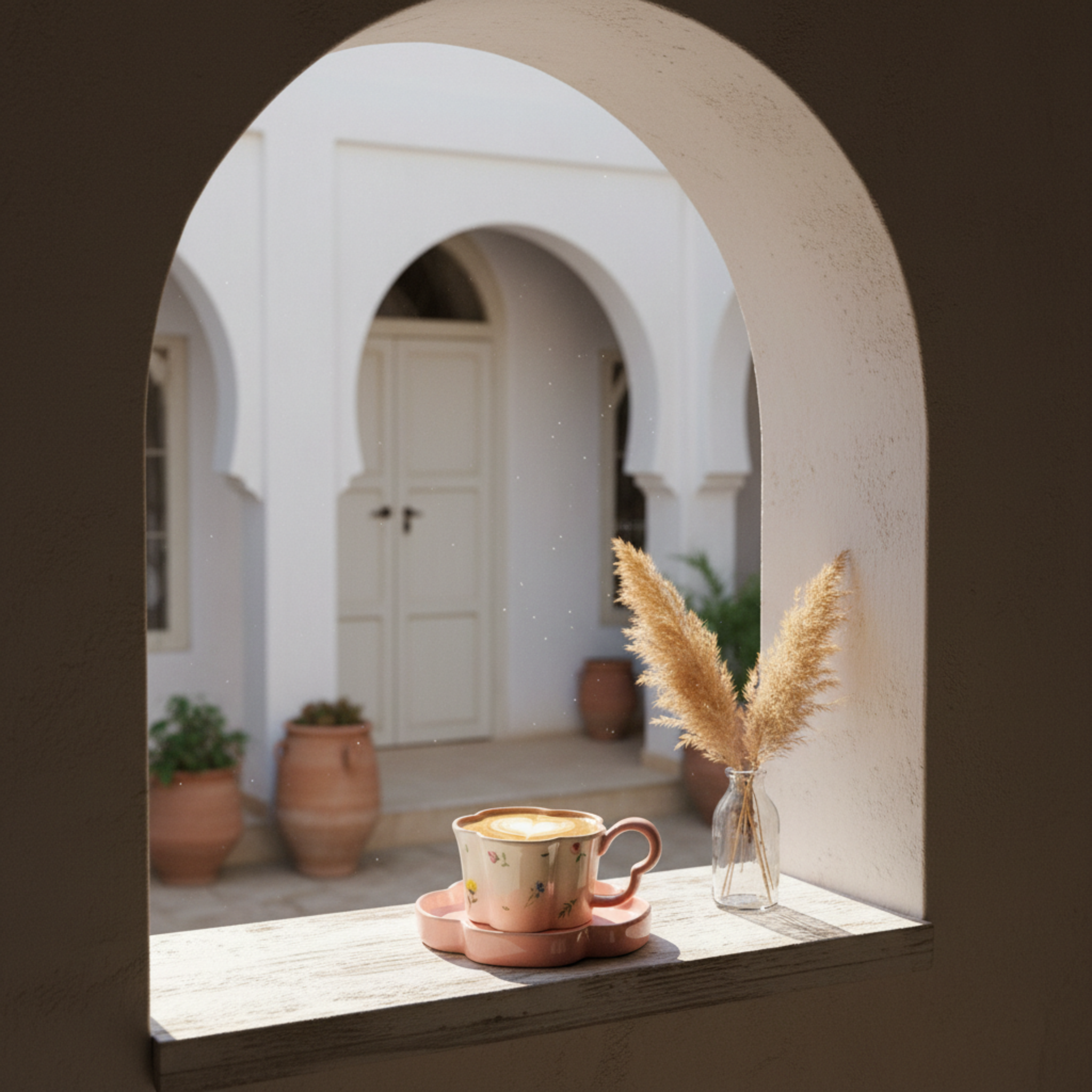 Mug Fleur Rose Céramique & Soucoupe – Idée Cadeau Cute Tunisie