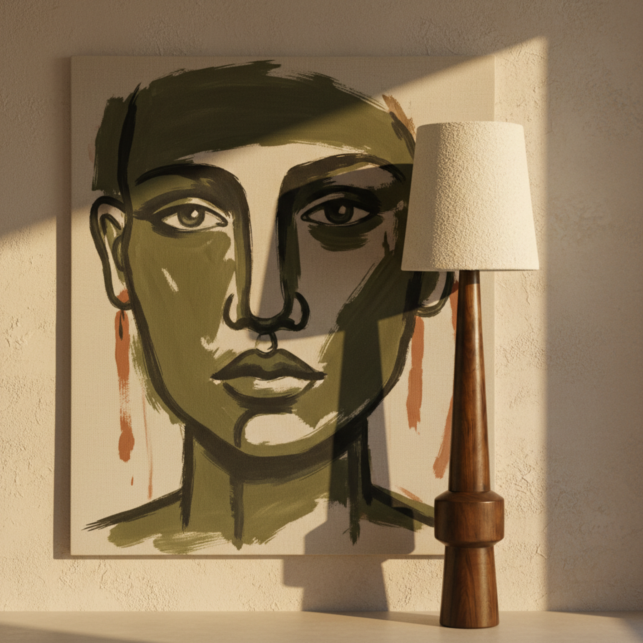 Lampadaire ATLAS Bois Rouge et Abat-Jour Bouclette | Tunisie