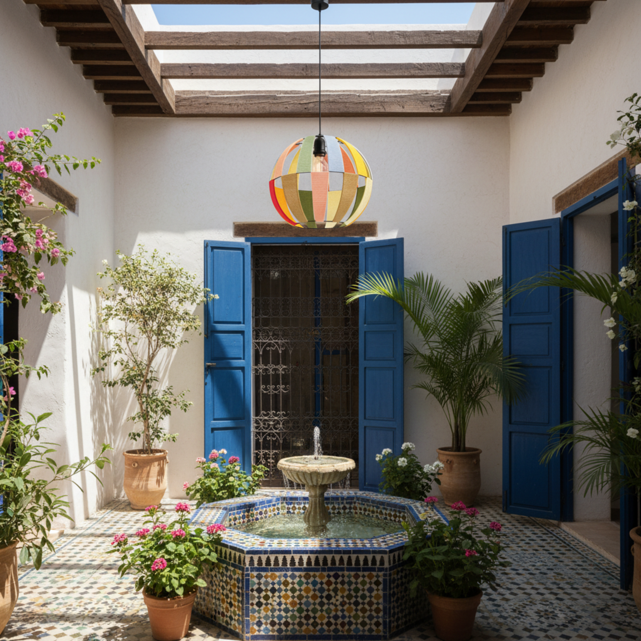 Suspension Sphérique Multicolore | Fibres Artisanales | Tunisie