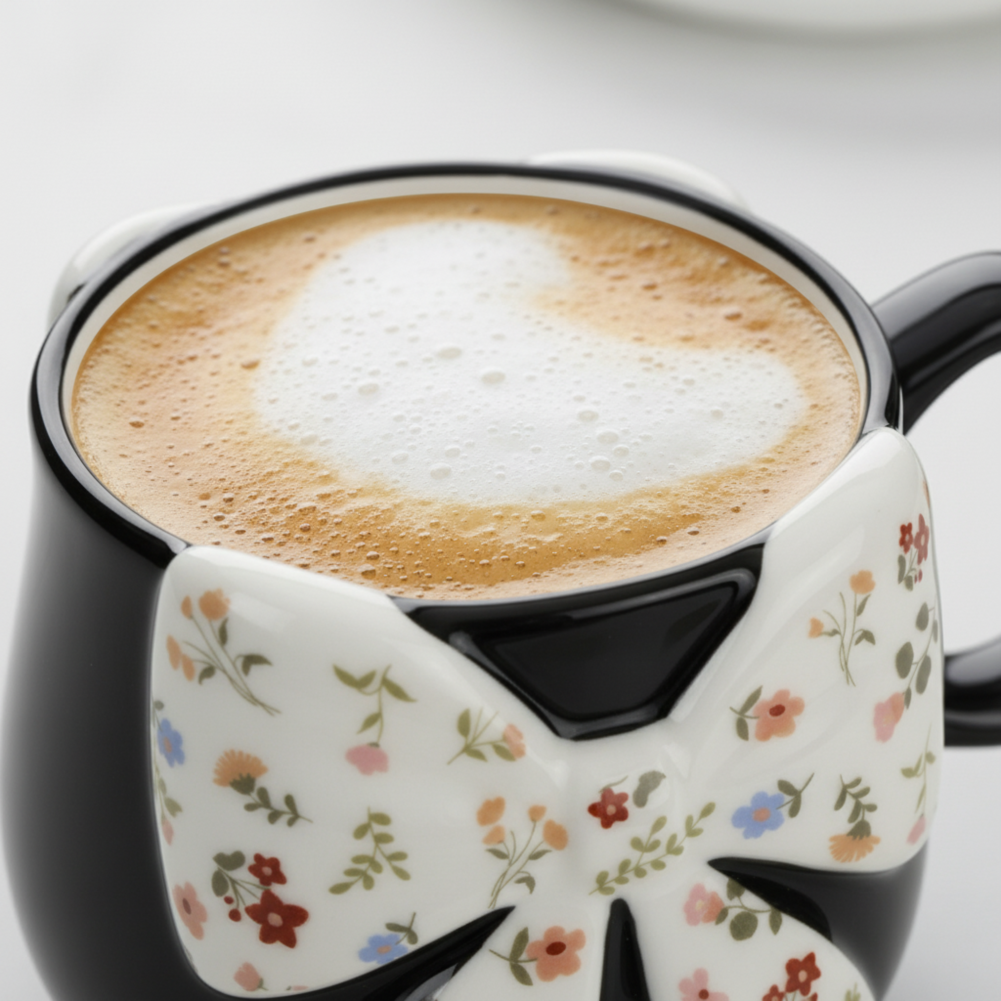 Mug Céramique Noir & Nœud Floral – Tasse Design Chic & Tendance