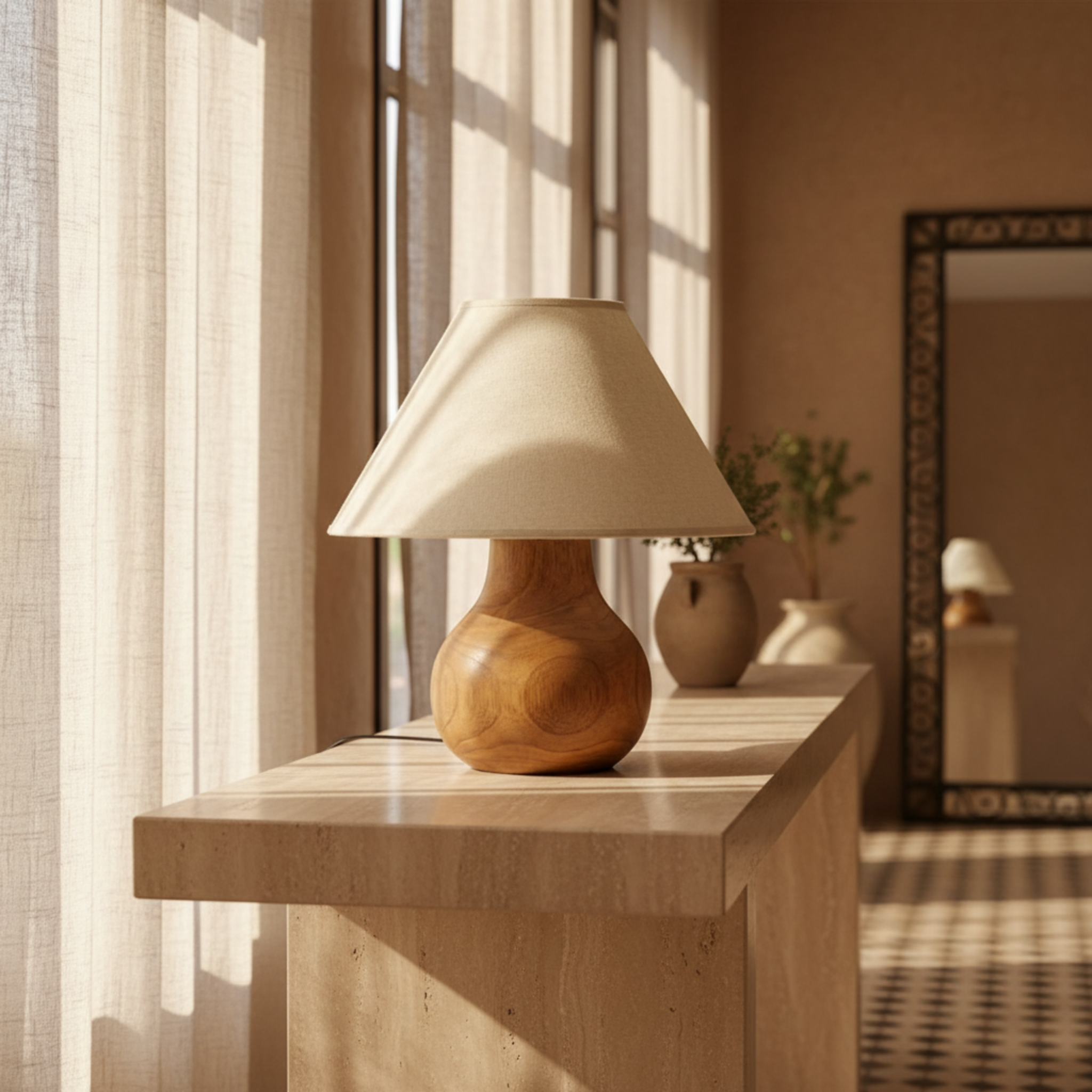 Lampe de Table en Bois Massif – Design Naturel & Élégance Artisanale