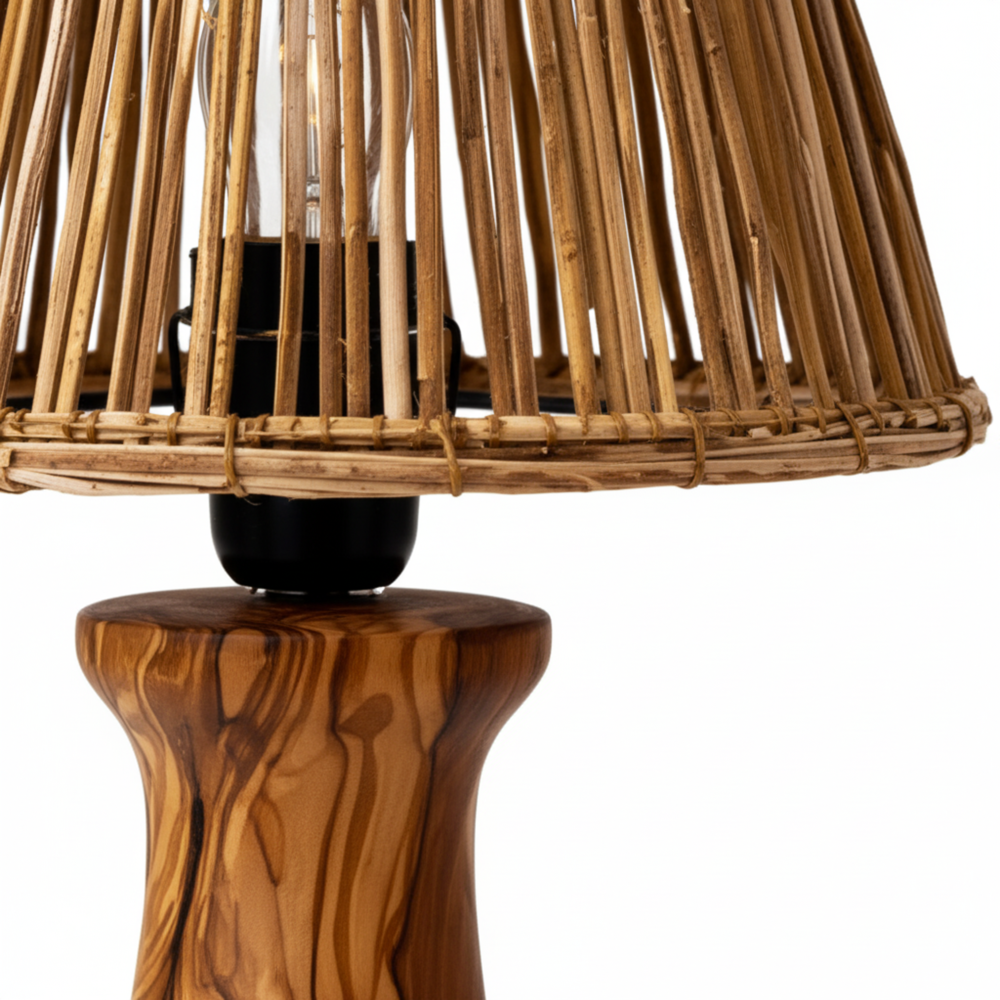 Lampe de Chevet Bois d'Olivier & Fibres de Palmier | Fiolla Home