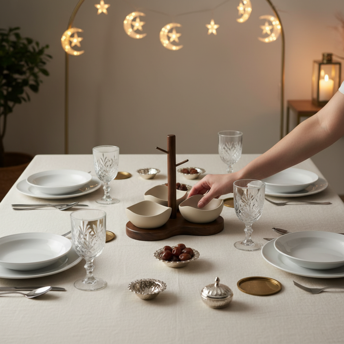 Service Apéritif Design Bois & 3 Bols Céramique – Élégance Naturelle