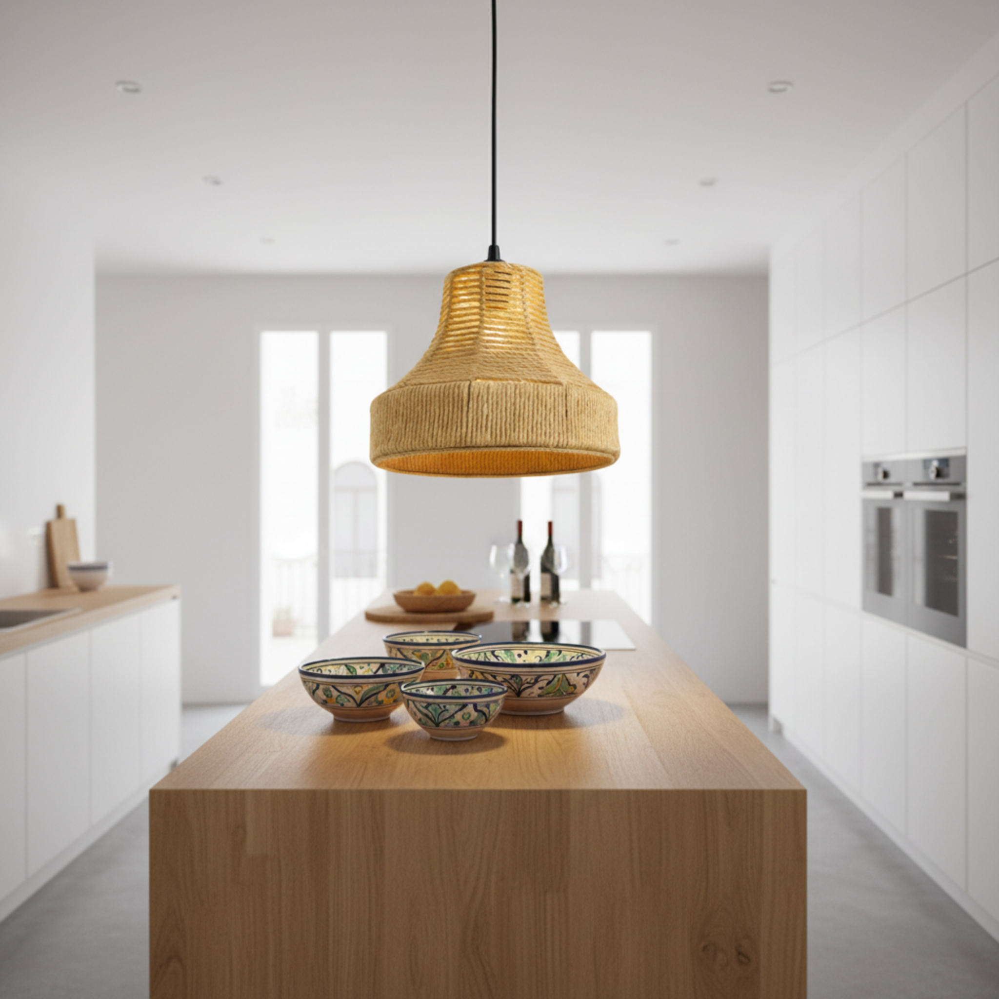 Suspension "Salma" en Jute Tressé – Lustre Boho Chic Polyvalent