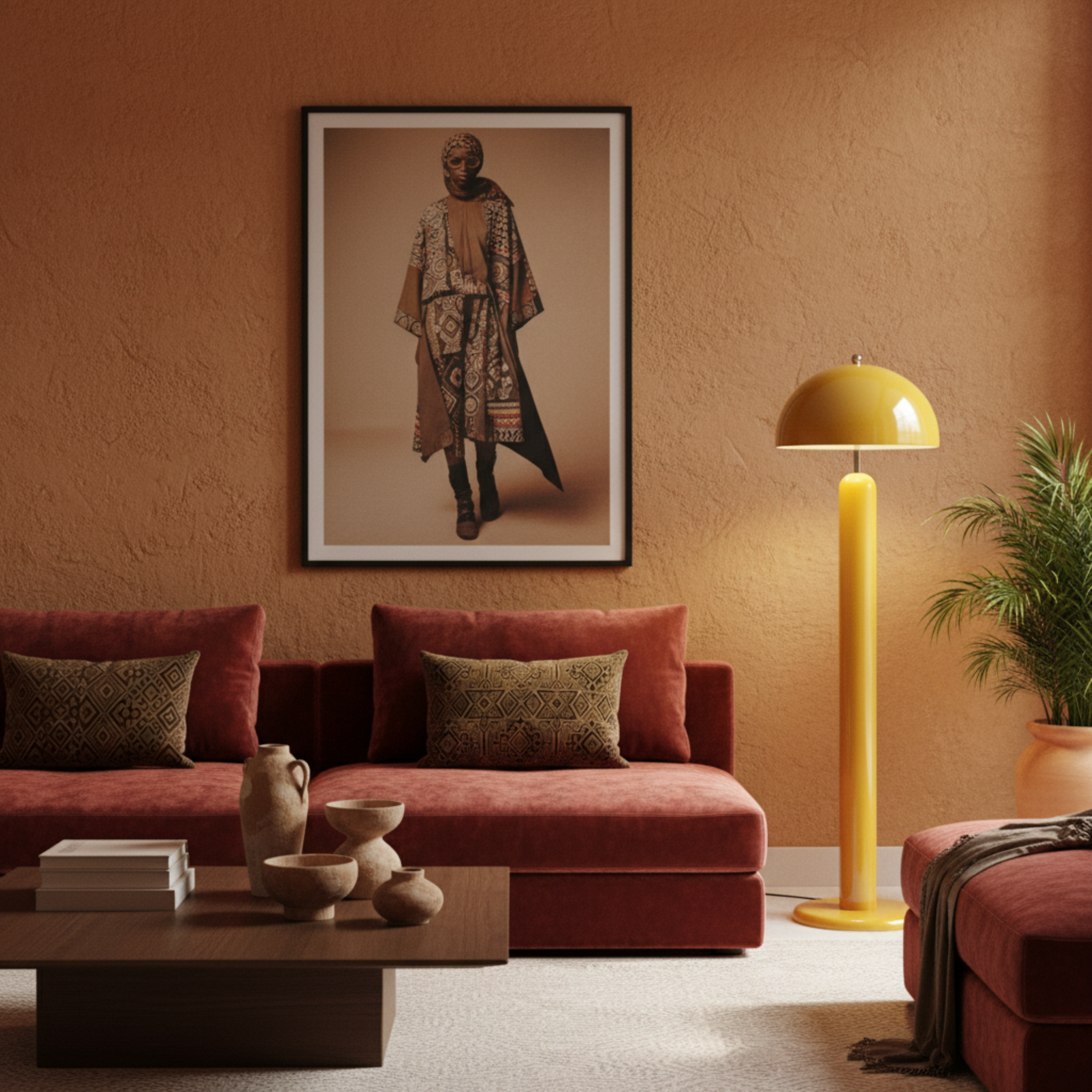 Lampadaire Champignon Jaune Solaire – Design Rétro Tunisie