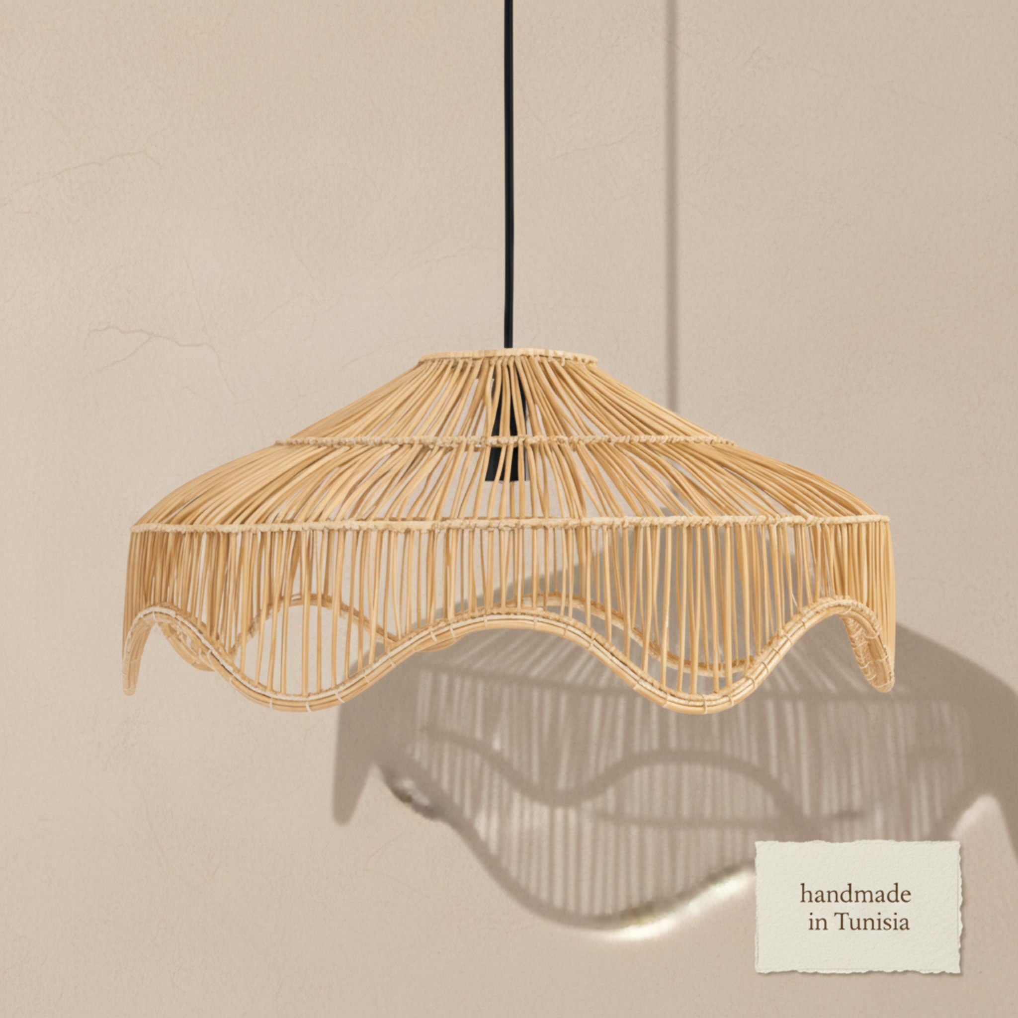 Lustre en Fibres de Palmier – Suspension Handmade Tunisie