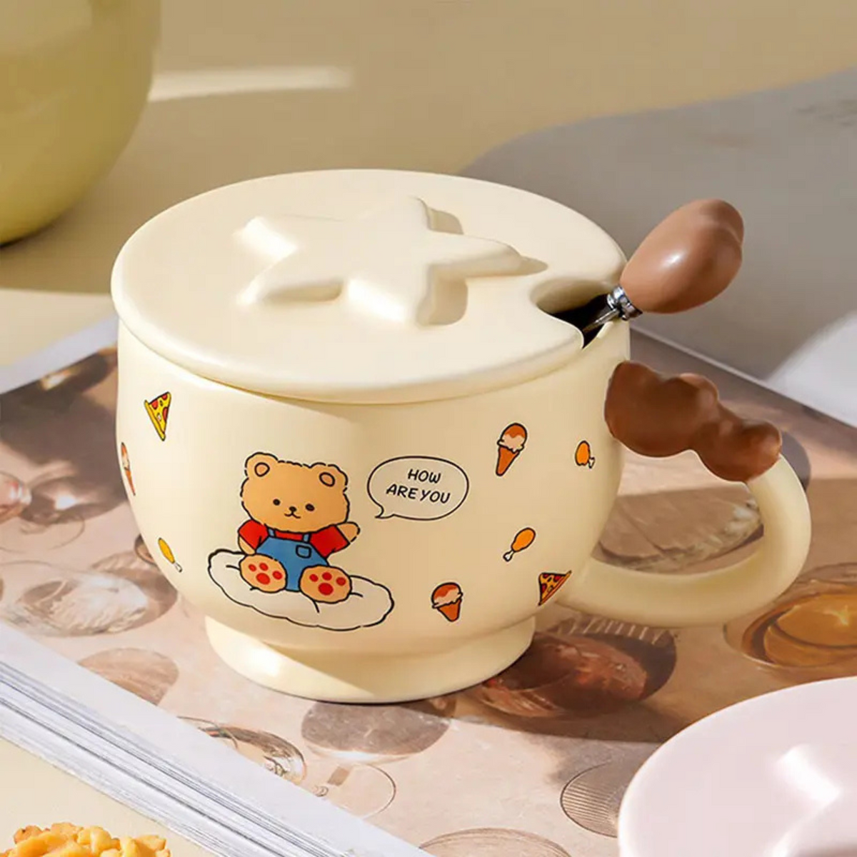 Mug Animal Mignon | Avec Couvercle et Cuillère Pratique | Fiolla Home