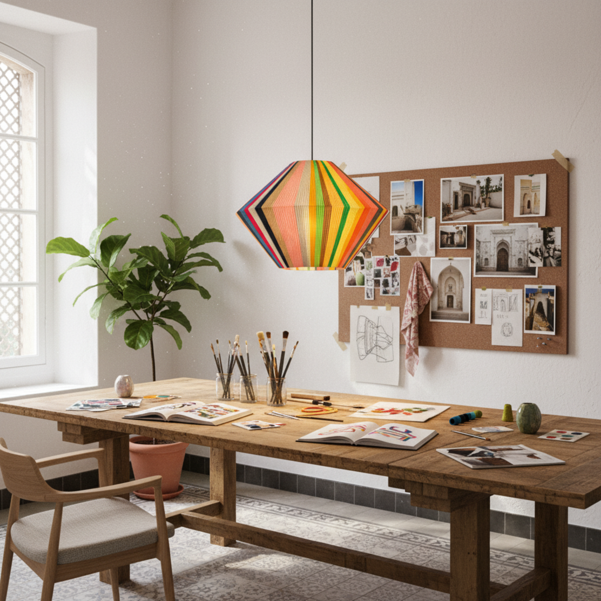 Suspension Géométrique Multicolore | Coton Handmade | Tunisie