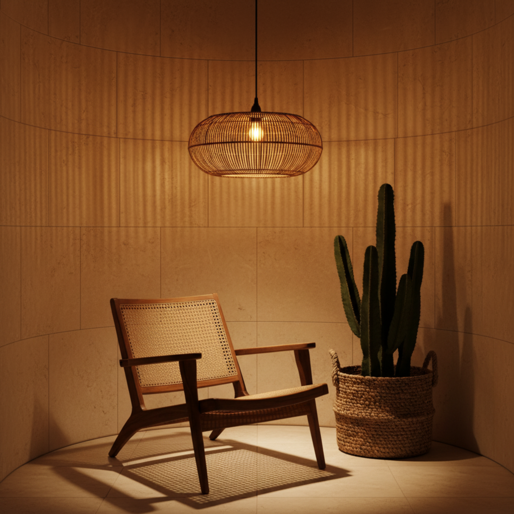 Suspension Ovale Fibres de Palmier Tressée Fait Main | Fiolla Home