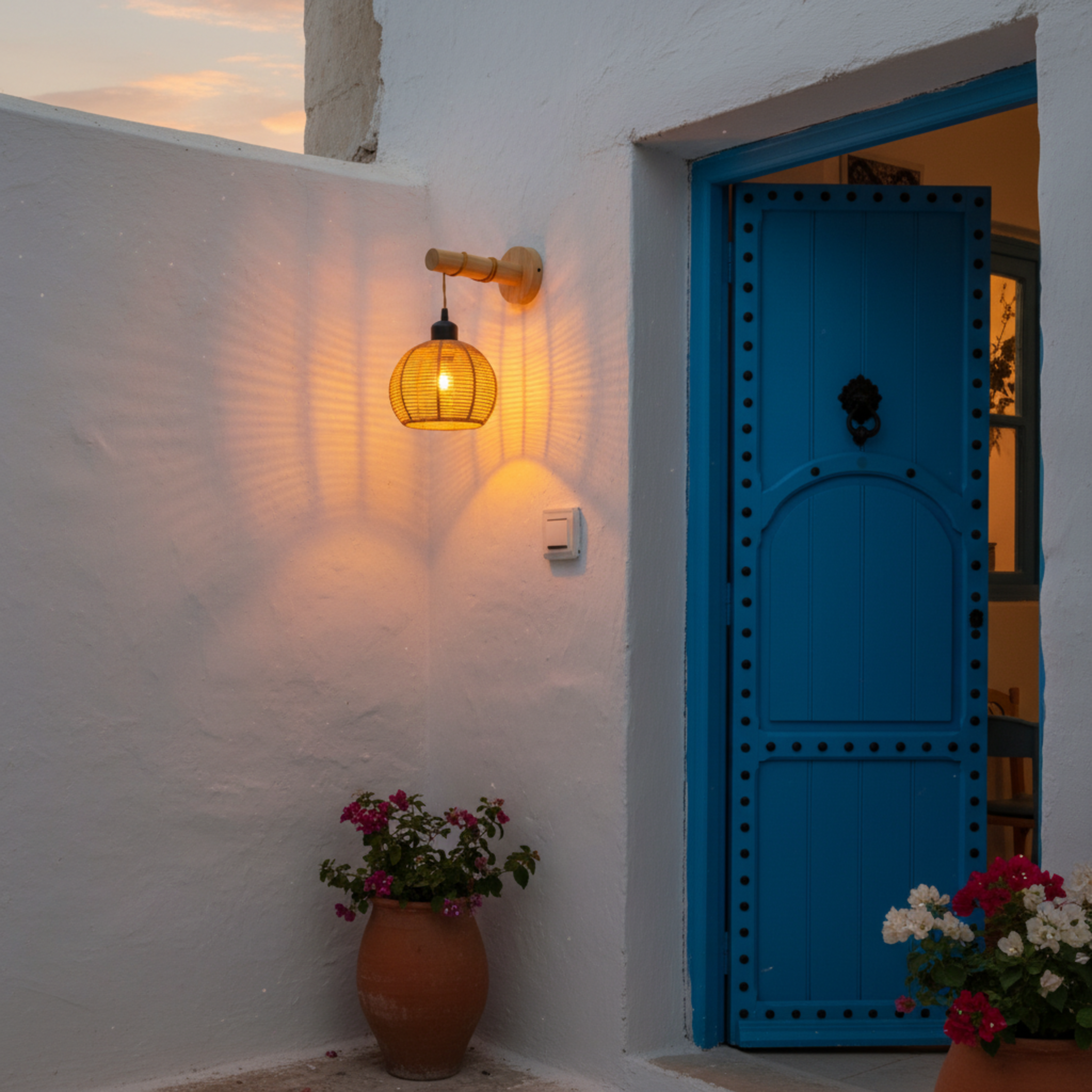 Applique Murale "Nasma" – Baladeuse Design en Bois et Jute Tressé