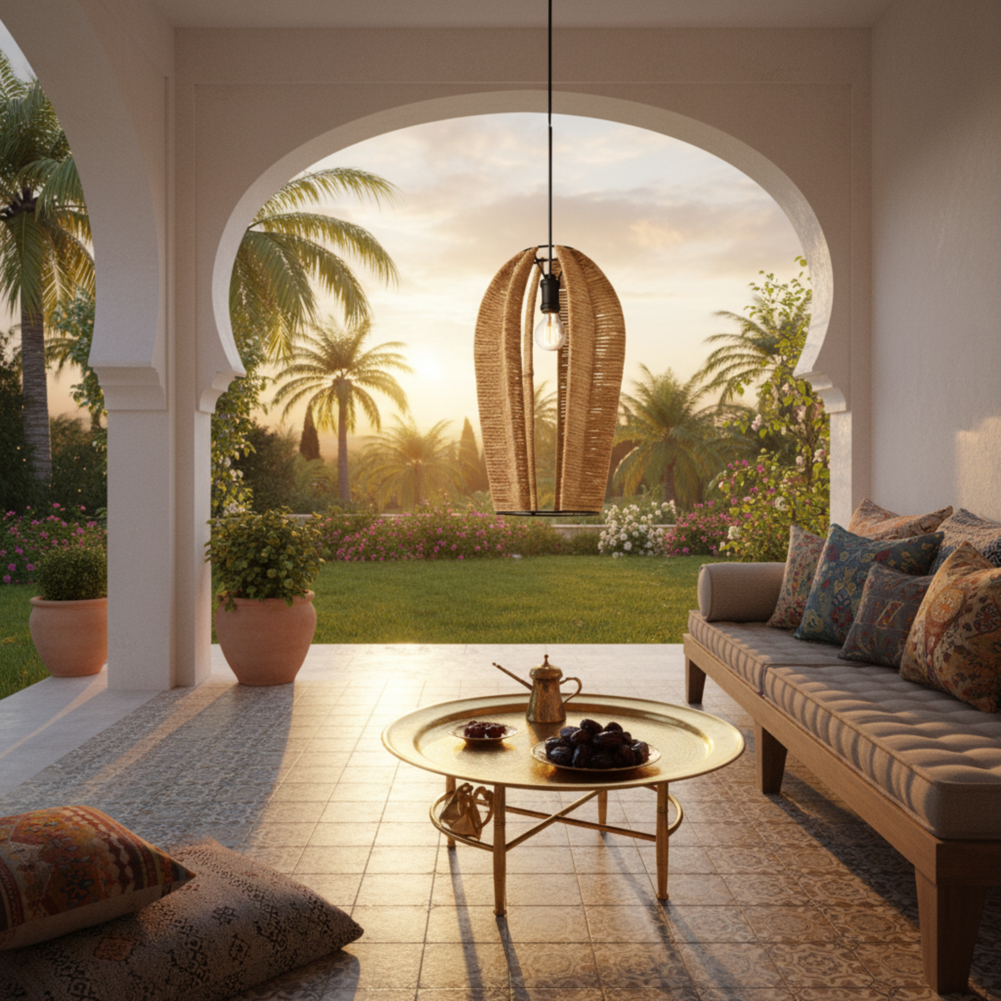 Suspension Design en Corde Tressée | Luminaire Bohème Chic | Tunisie