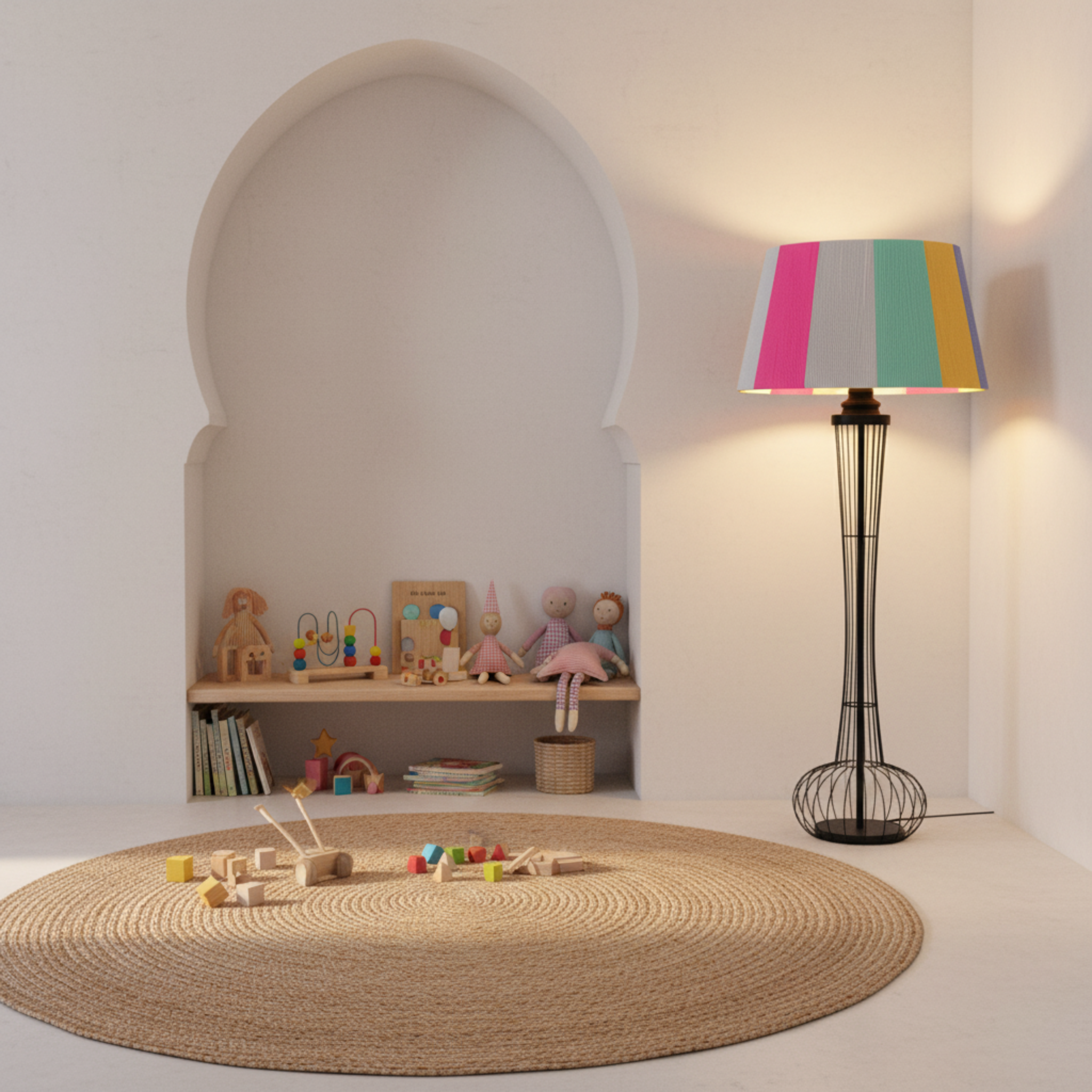 Lampadaire Design Multicolore | Abat-jour Graphique & Métal | Tunisie