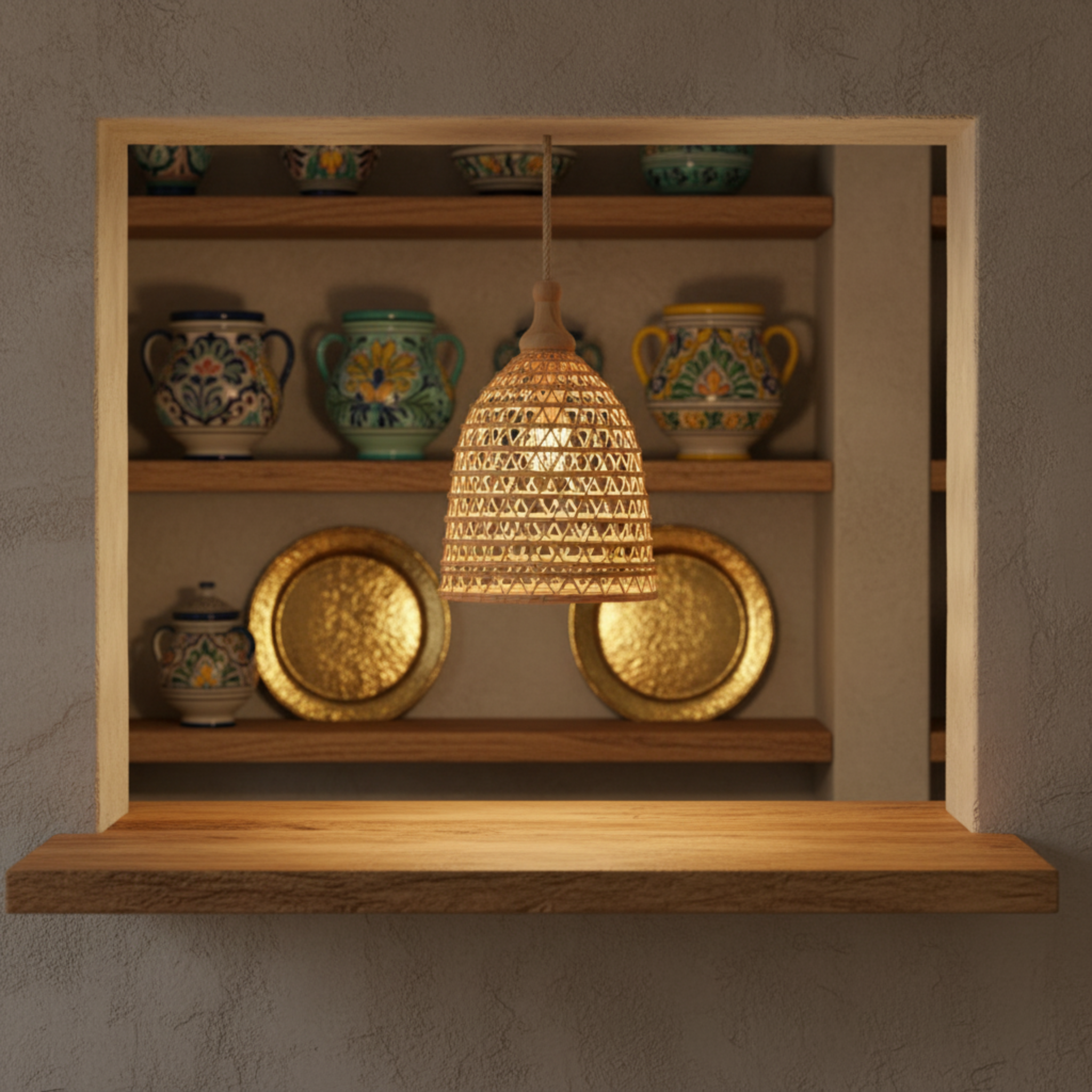 Lustre Fibres de Palmier Handmade – Suspension Tunisie