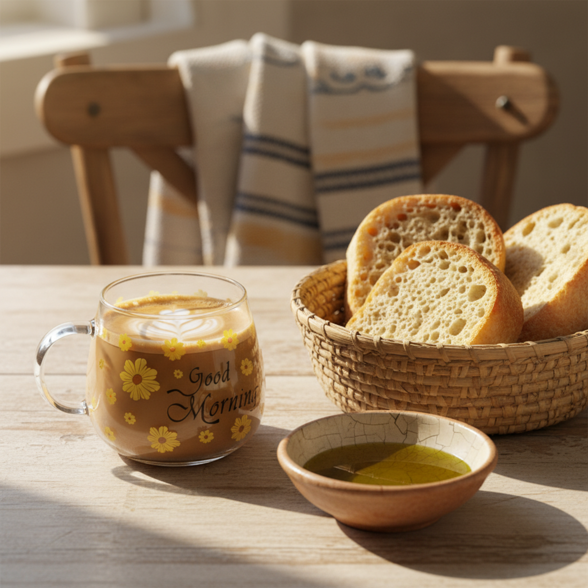 Mug en Verre Fleur Jaune "Good Morning" – Tasse Café & Latte Design