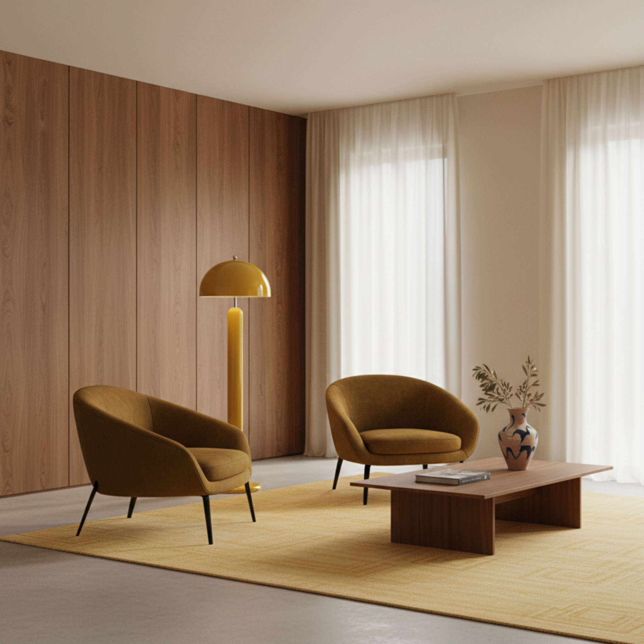 Lampadaire Champignon Jaune Solaire – Design Rétro Tunisie