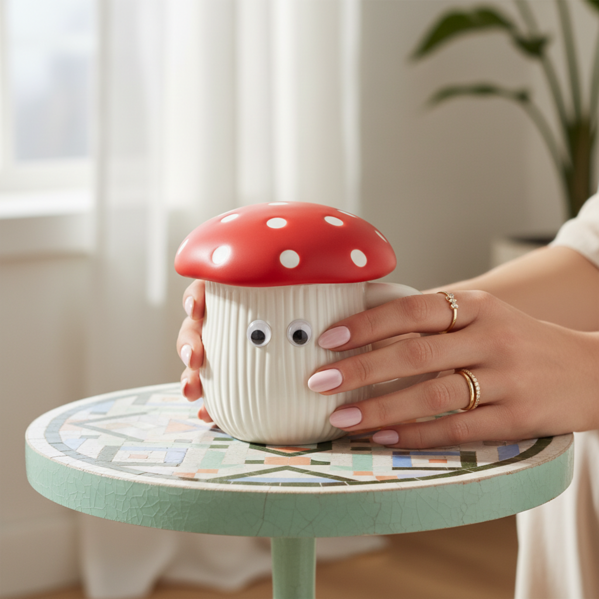 Mug Champignon en Céramique avec Couvercle – Design Kawaii & Original
