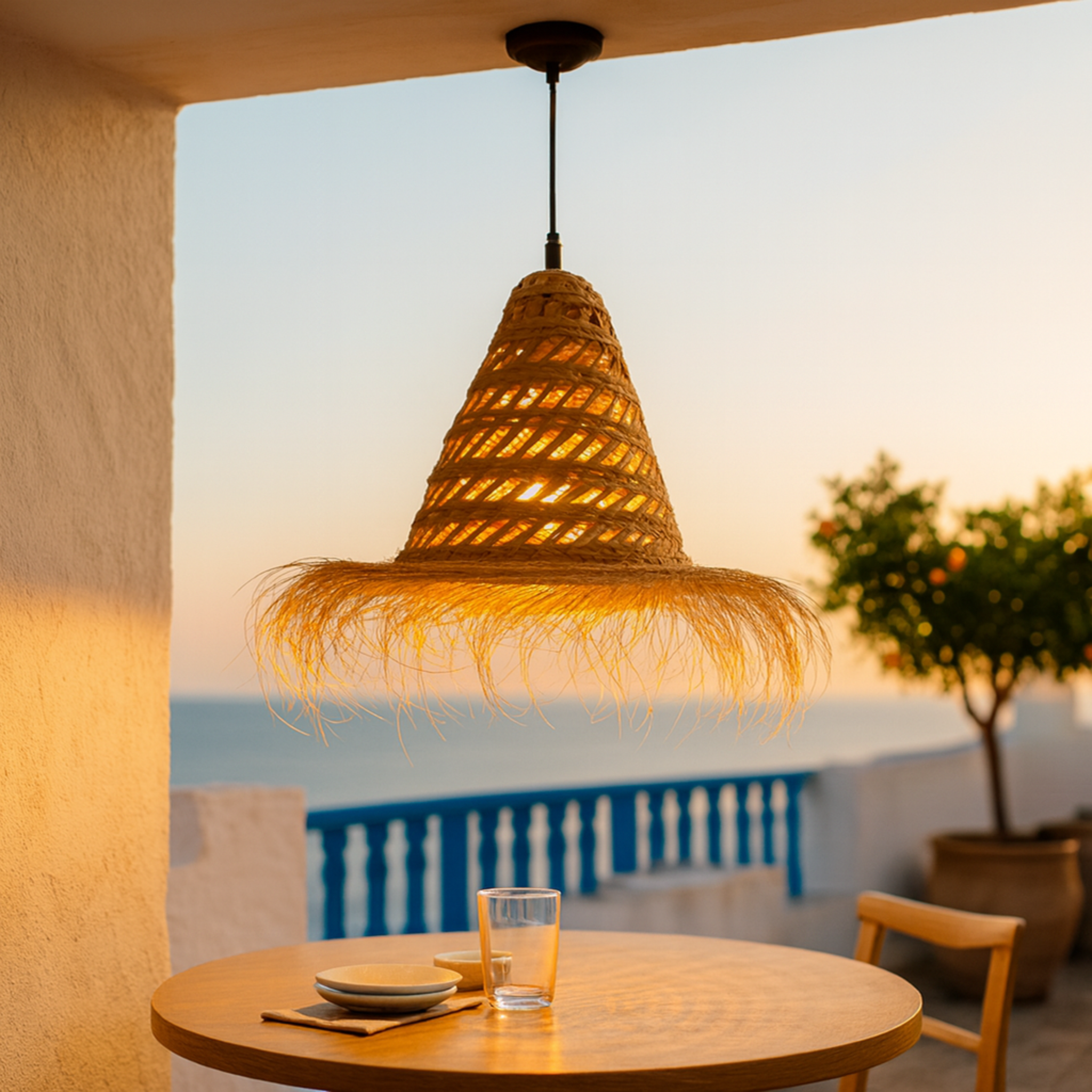 Suspension Halfa Tunisie | Luminaire artisanal bohème | Fiolla Home