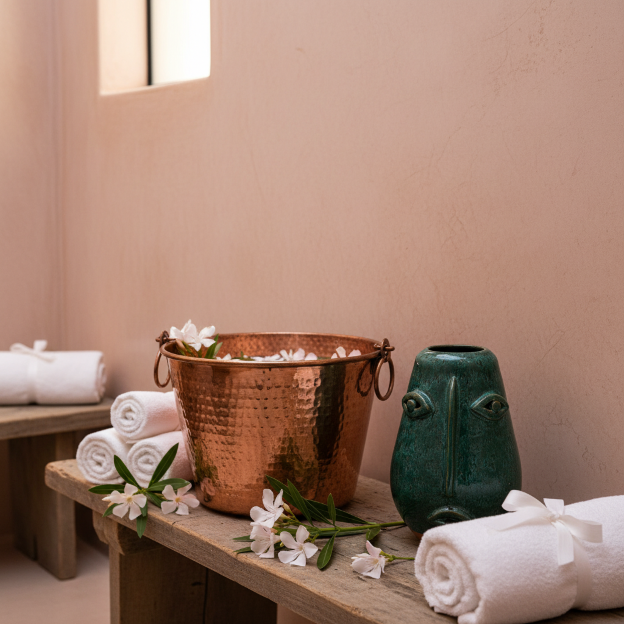 Vase Visage en Céramique Émaillée – Vert Émeraude, style tunisien