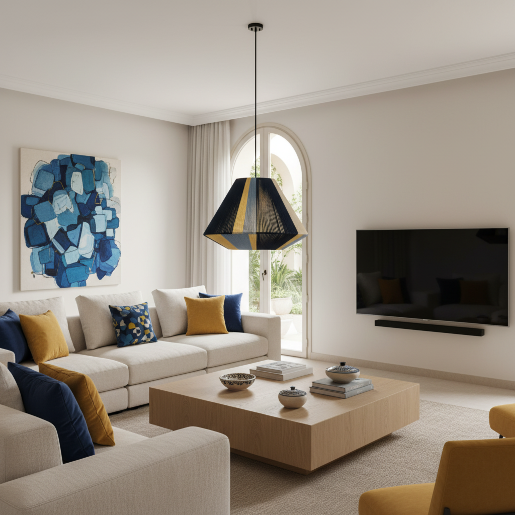 Suspension Géométrique Multicolore Fait Main | Design Moderne Tunisien