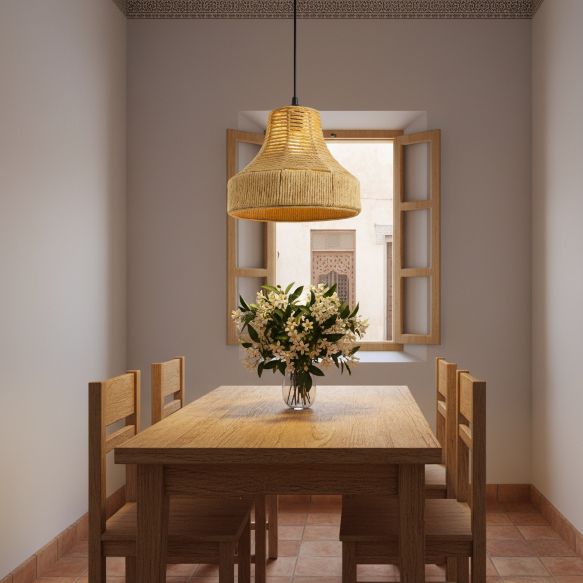 Suspension "Salma" en Jute Tressé – Lustre Boho Chic Polyvalent