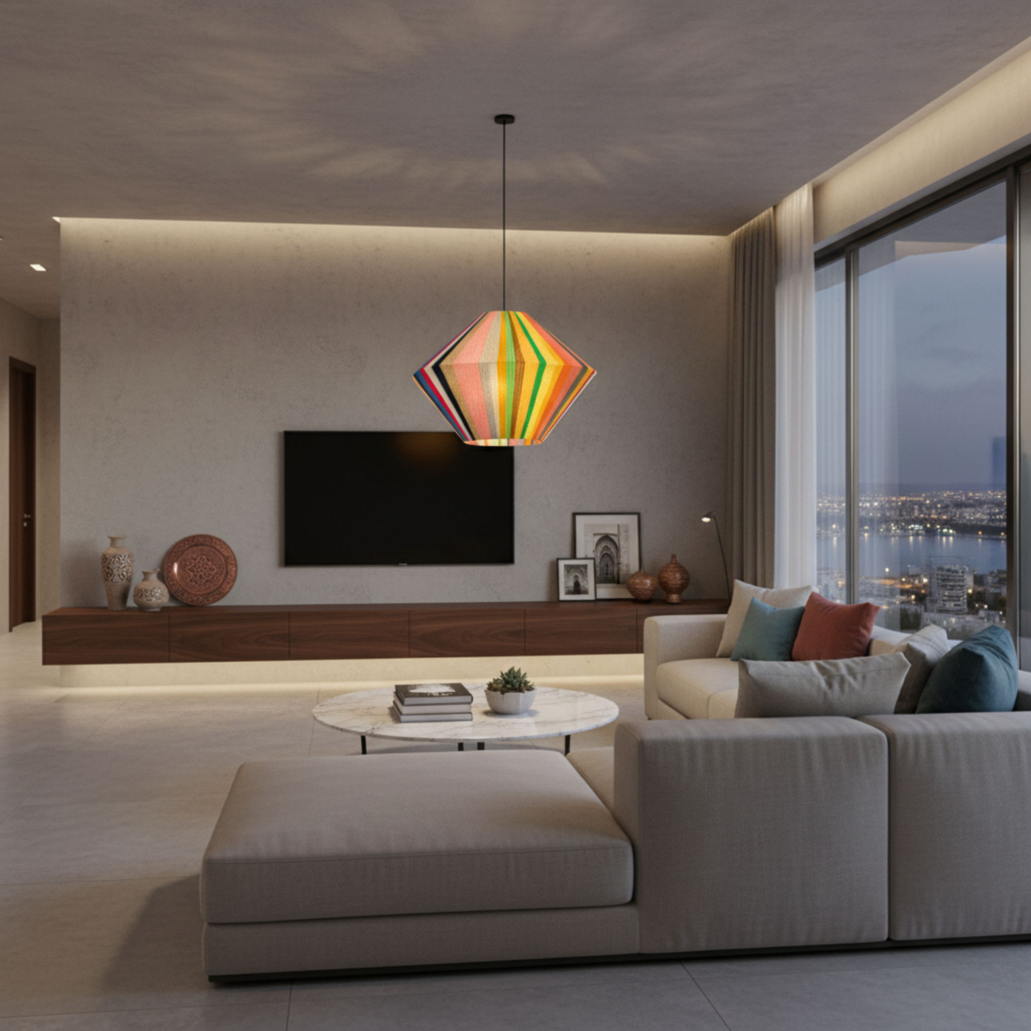 Suspension Géométrique Multicolore | Coton Handmade | Tunisie