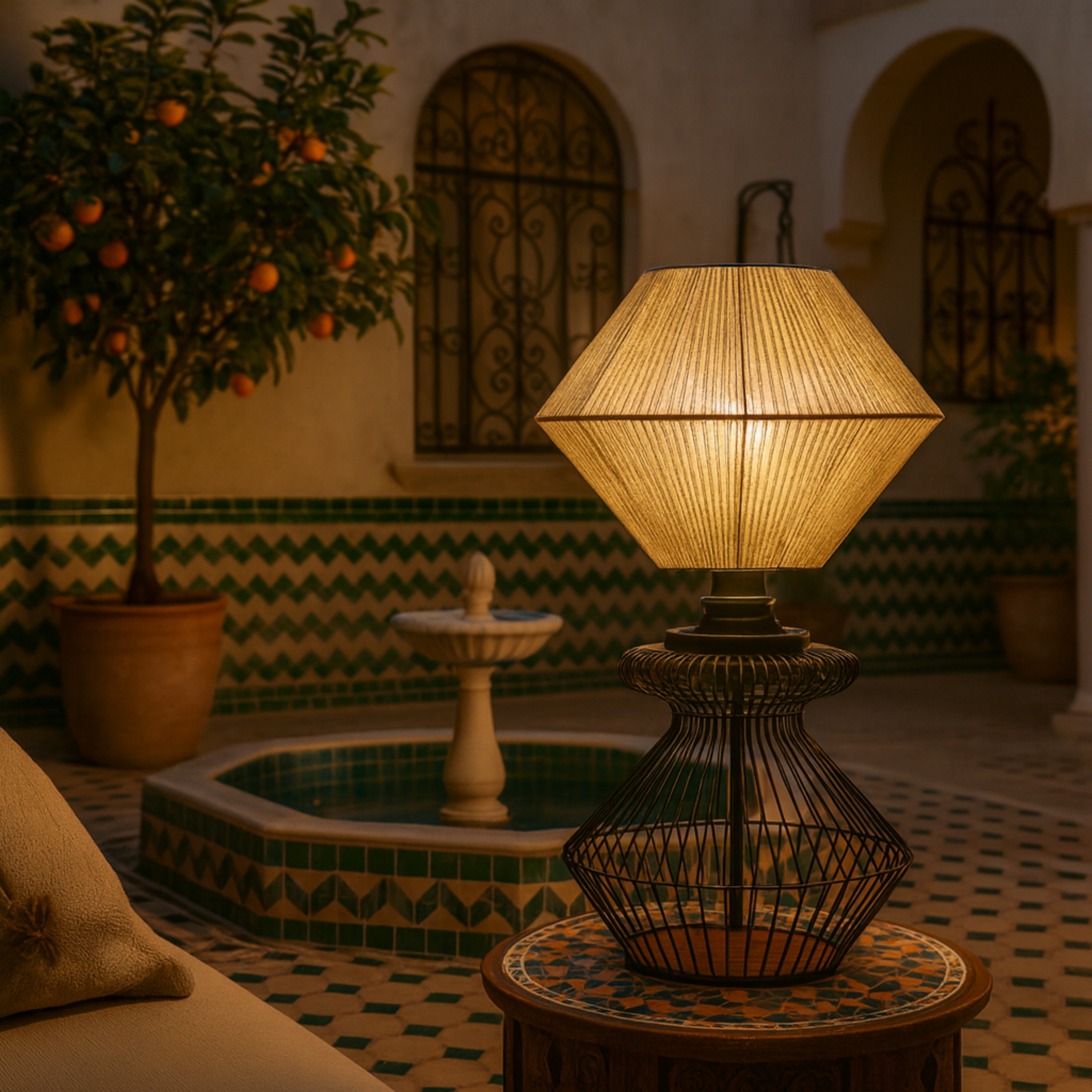 Lampe de Table Design en Jute et Métal Noir | Fait Main | Tunisie