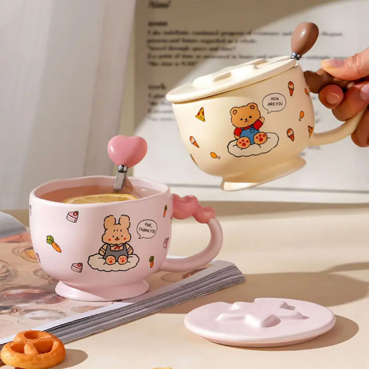 Mug Animal Mignon | Avec Couvercle et Cuillère Pratique | Fiolla Home