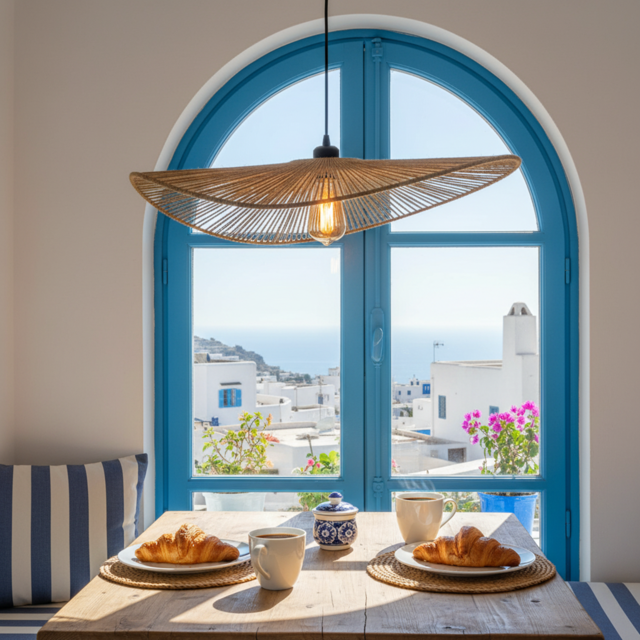 Suspension Large Plate "Medina" – Lustre Aérien en Jute Tressé