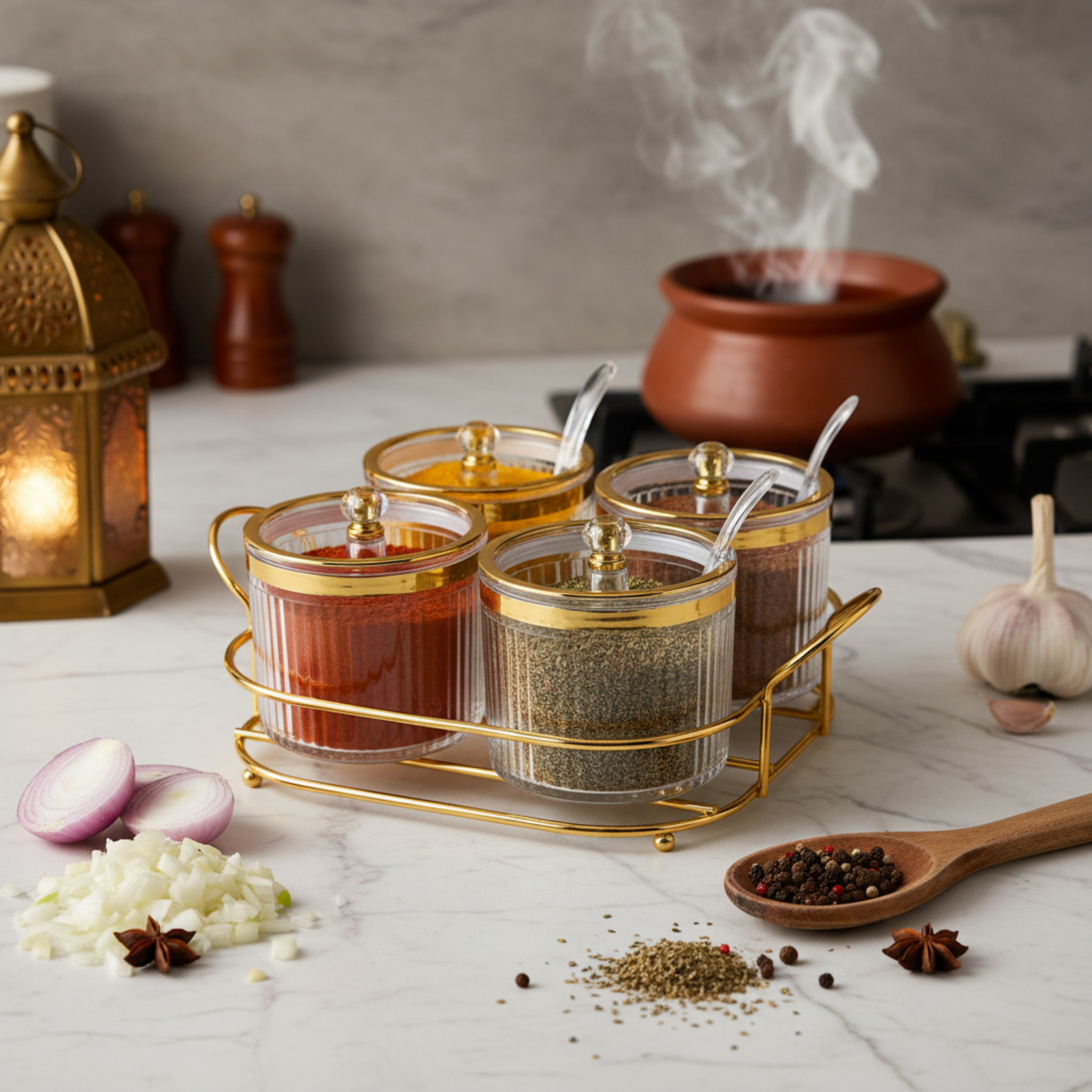 Porte-Épices ou Porte-Fruits Secs avec Support - Organisation Pratique et Élégante | Fiolla Home