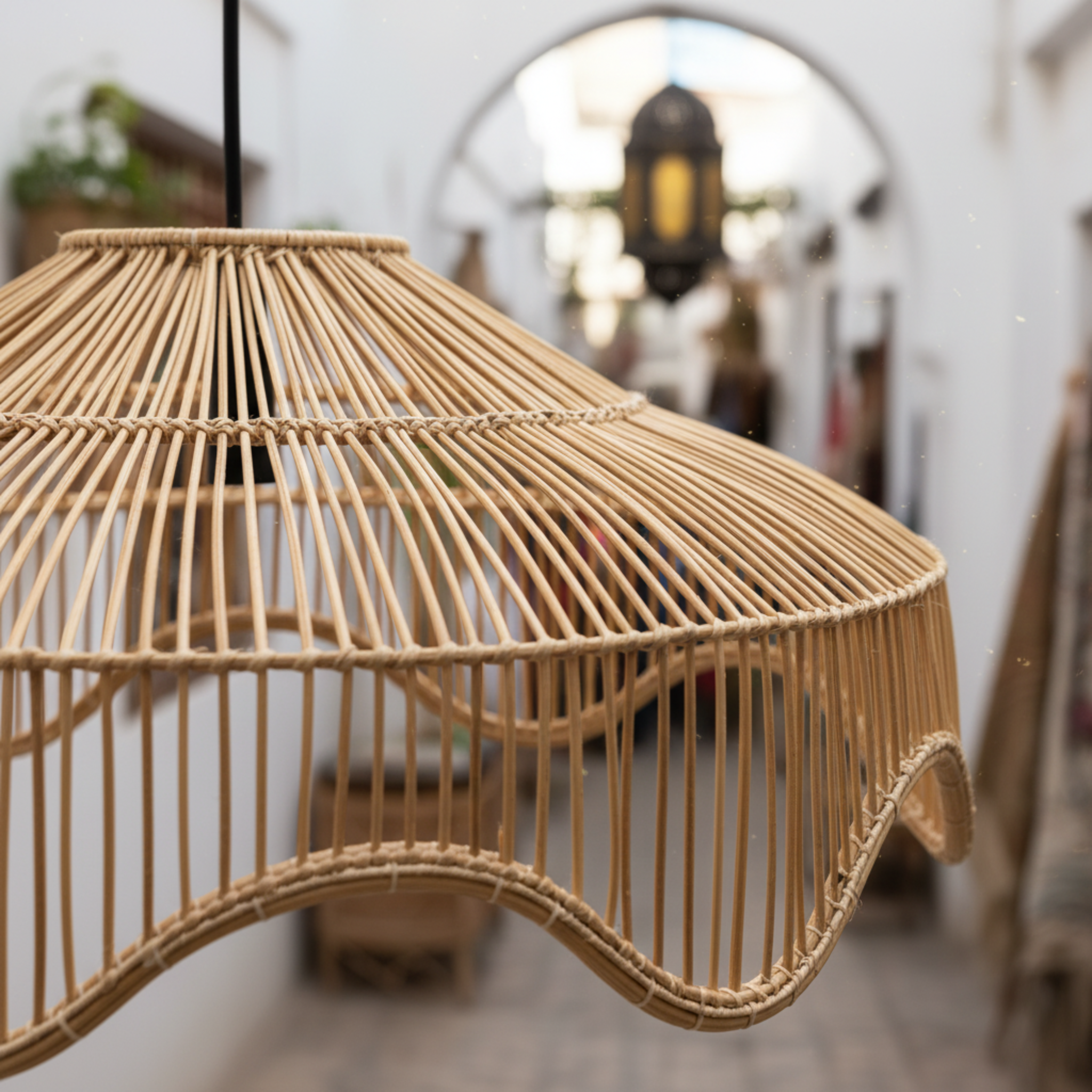 Lustre en Fibres de Palmier – Suspension Handmade Tunisie