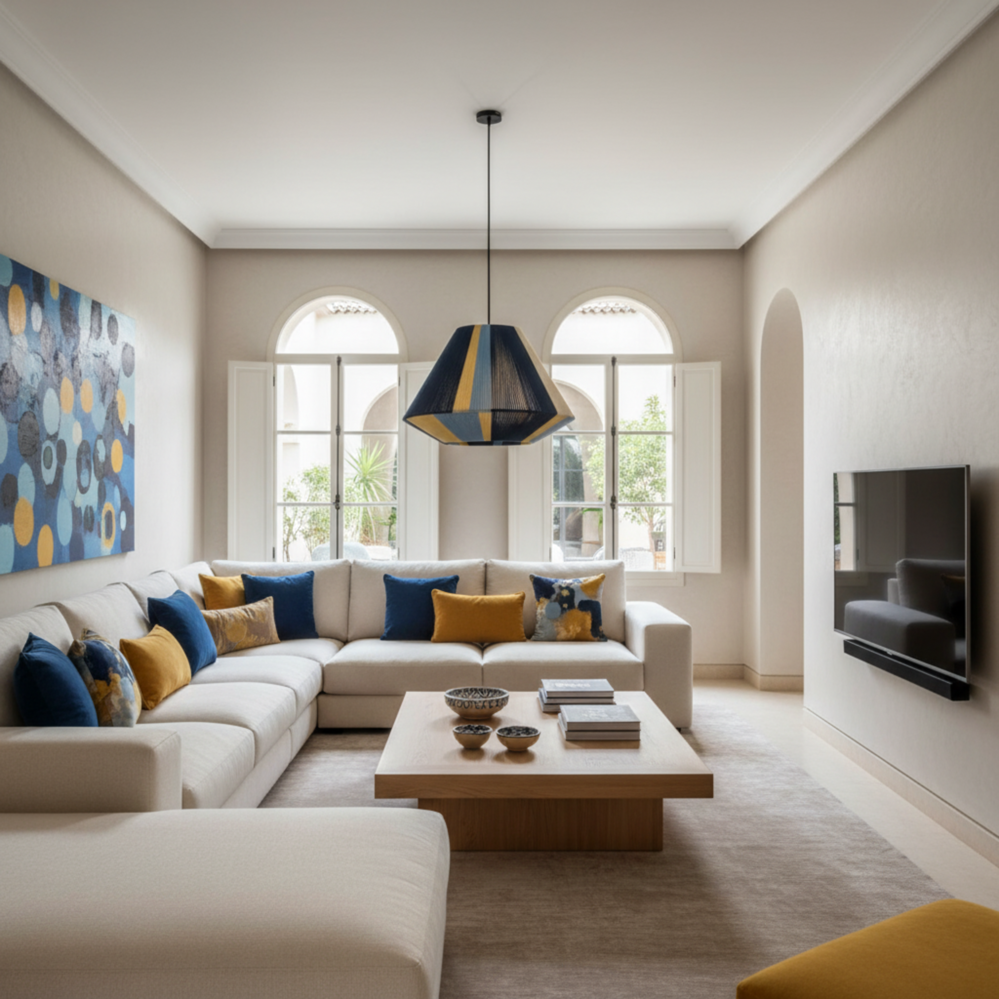 Suspension Géométrique Multicolore Fait Main | Design Moderne Tunisien