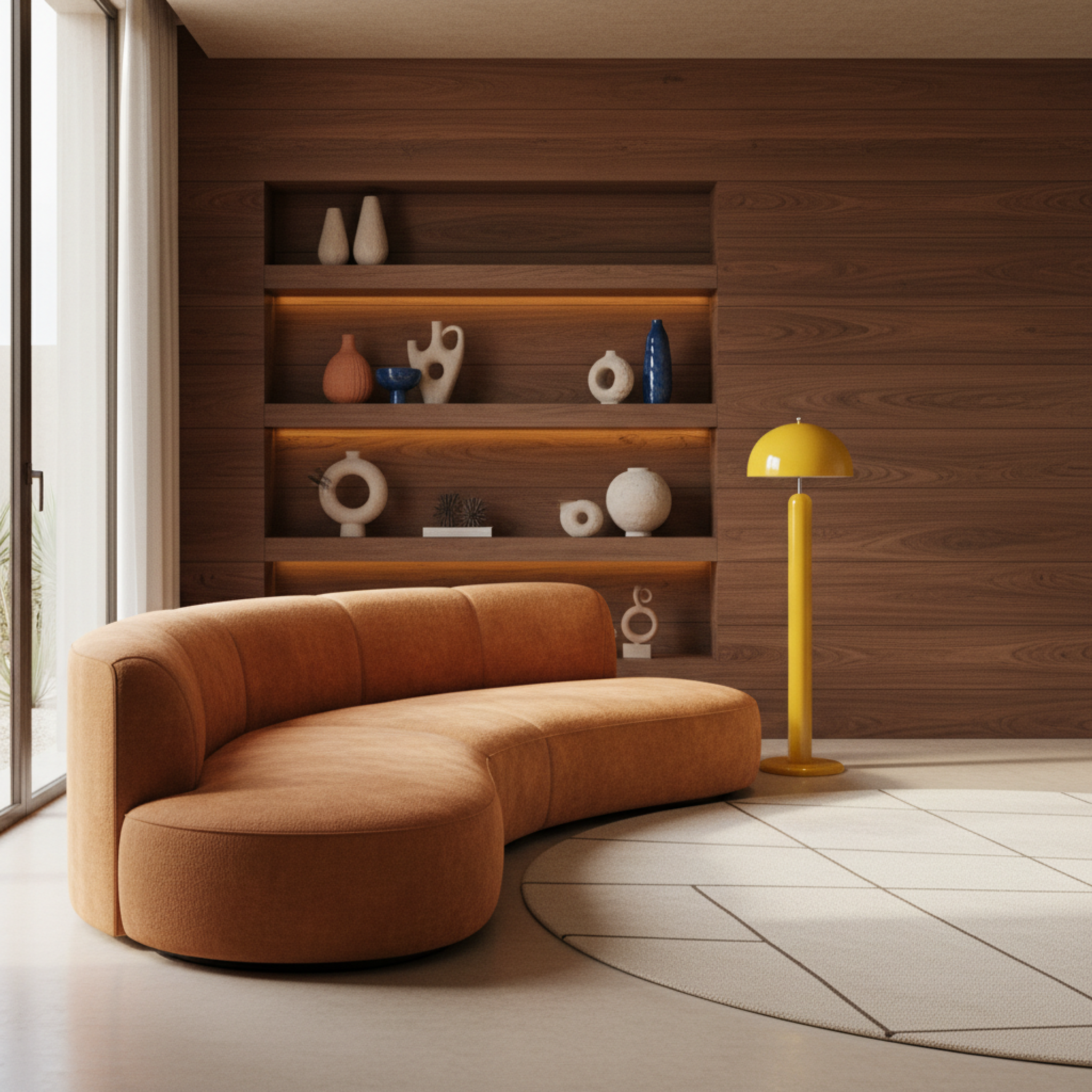 Lampadaire Champignon Jaune Solaire – Design Rétro Tunisie