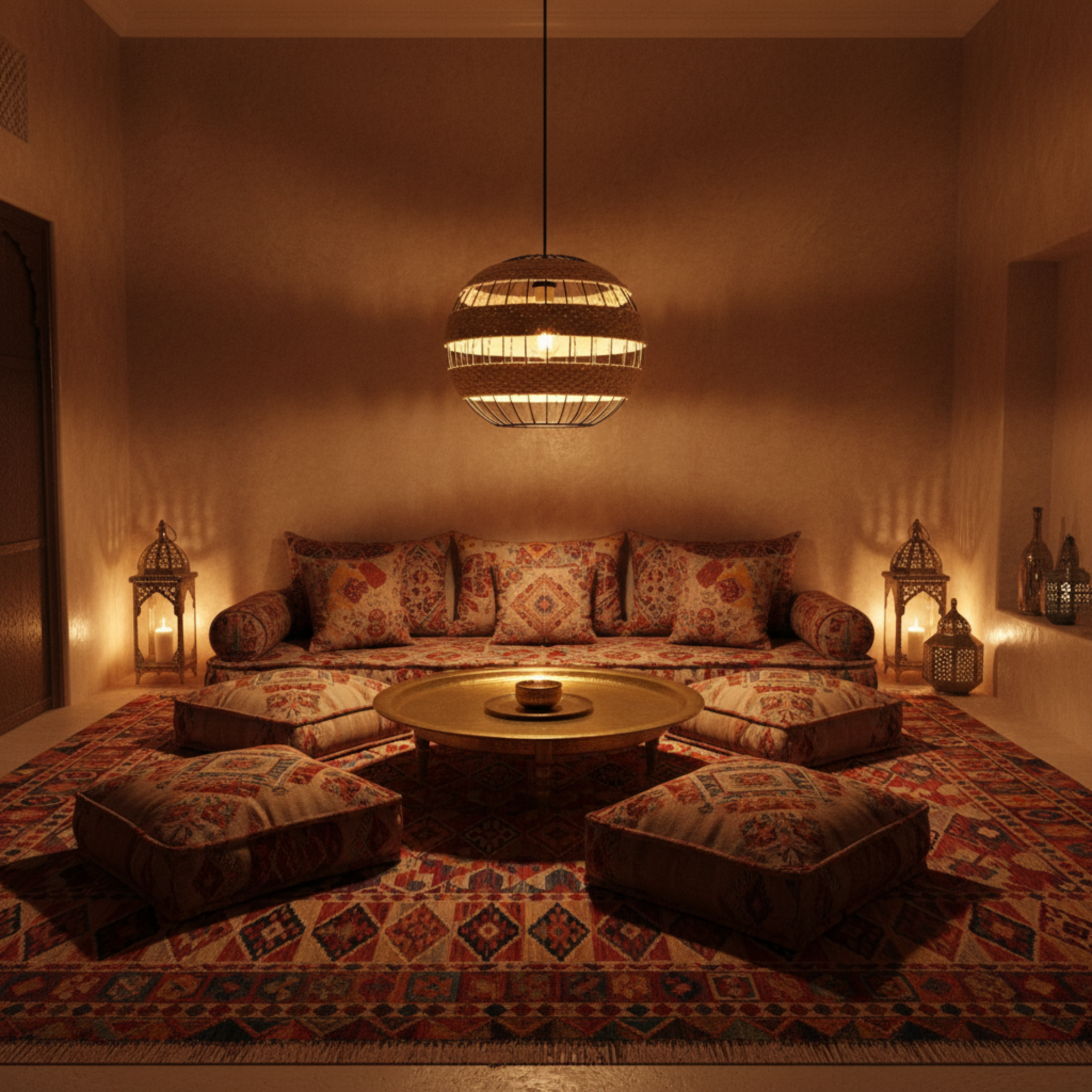 Suspension Sphérique "Vague Bohème" | Fibres Végétales & Métal | Tunisie