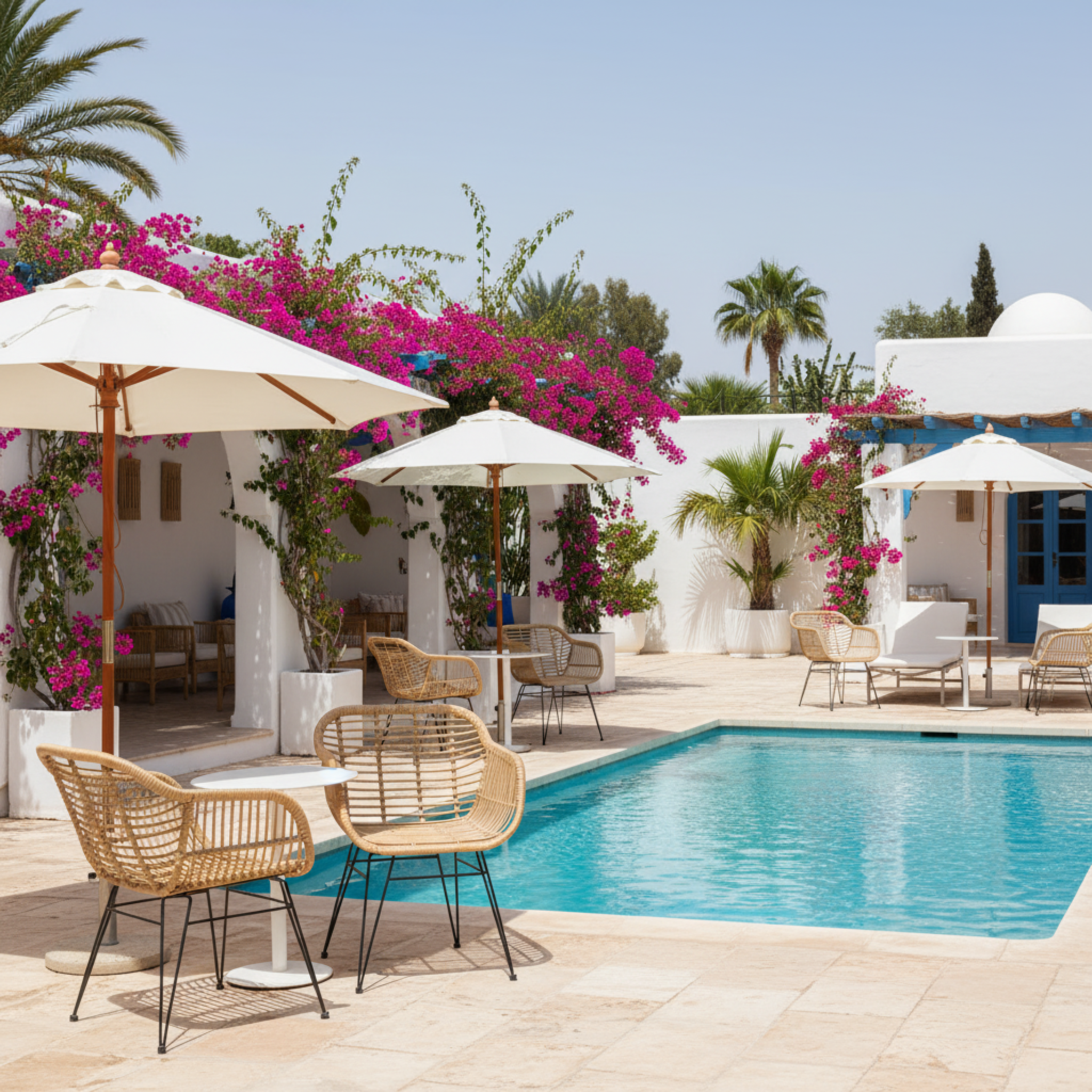 Chaise en Rotin Naturel sur Pieds Métalliques – Élégance Méditerranéenne Tunisie