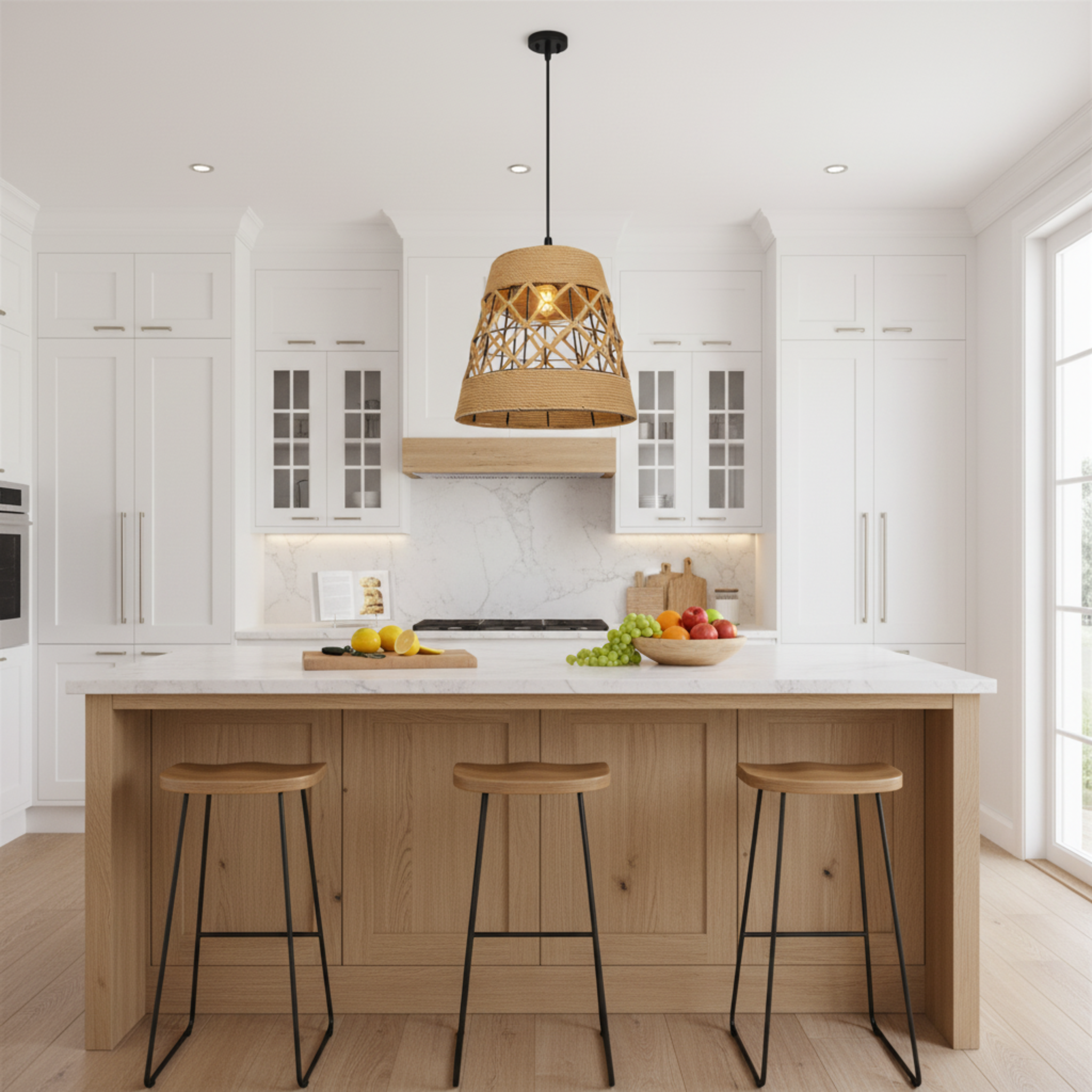 Suspension "Alya" en Jute Tressé – Luminaire Tunisie