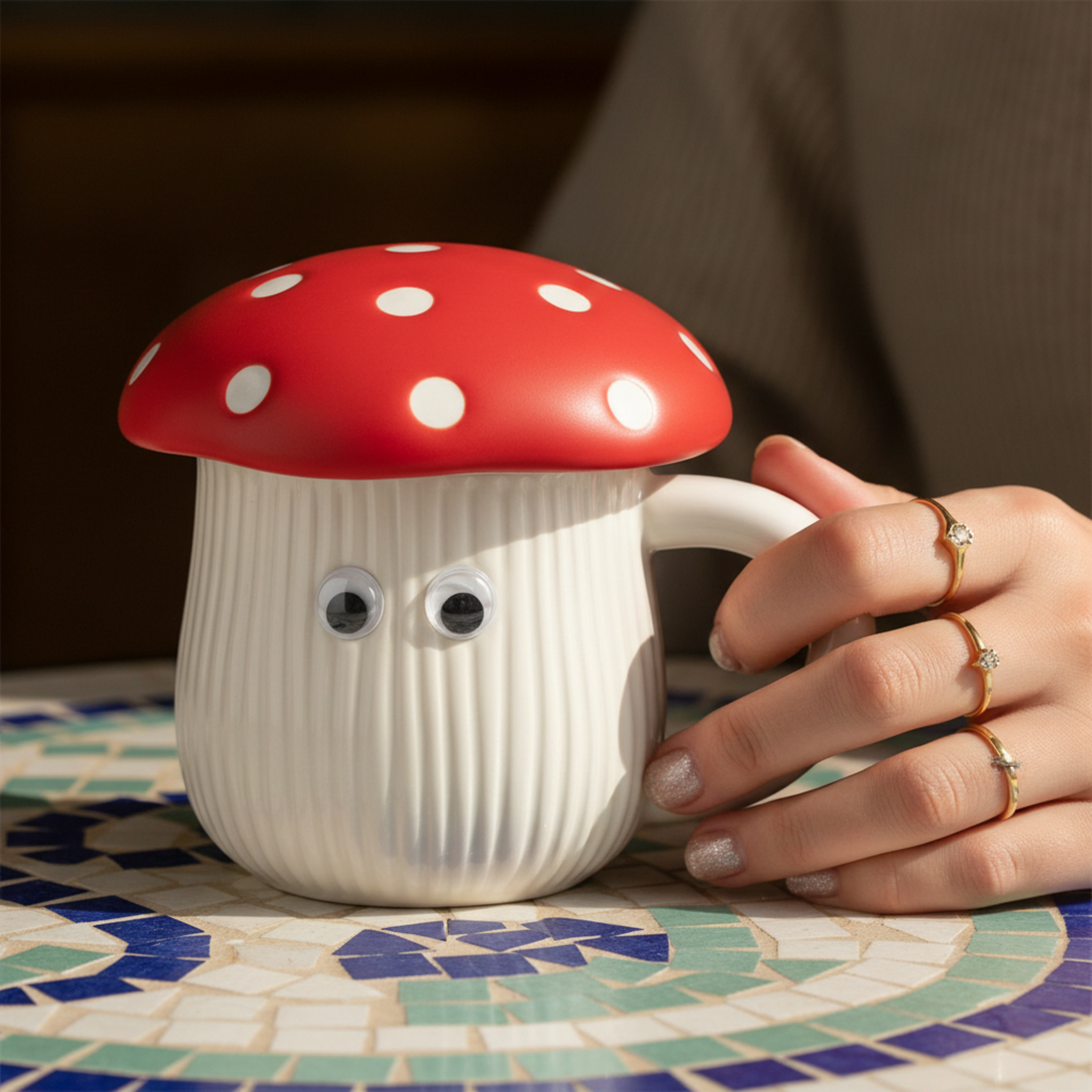 Mug Champignon en Céramique avec Couvercle – Design Kawaii & Original