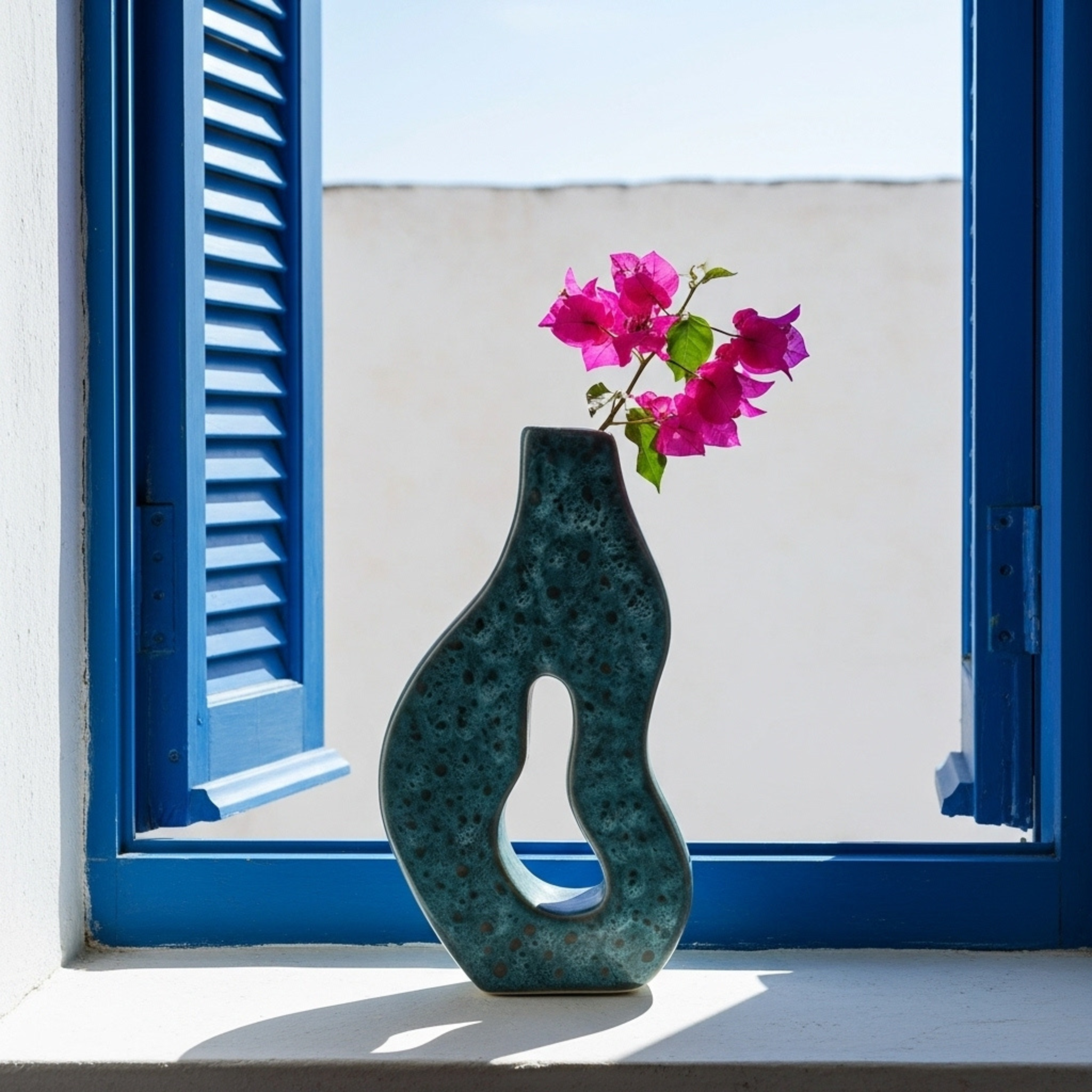 Vase en céramique sculptural – forme organique ajourée