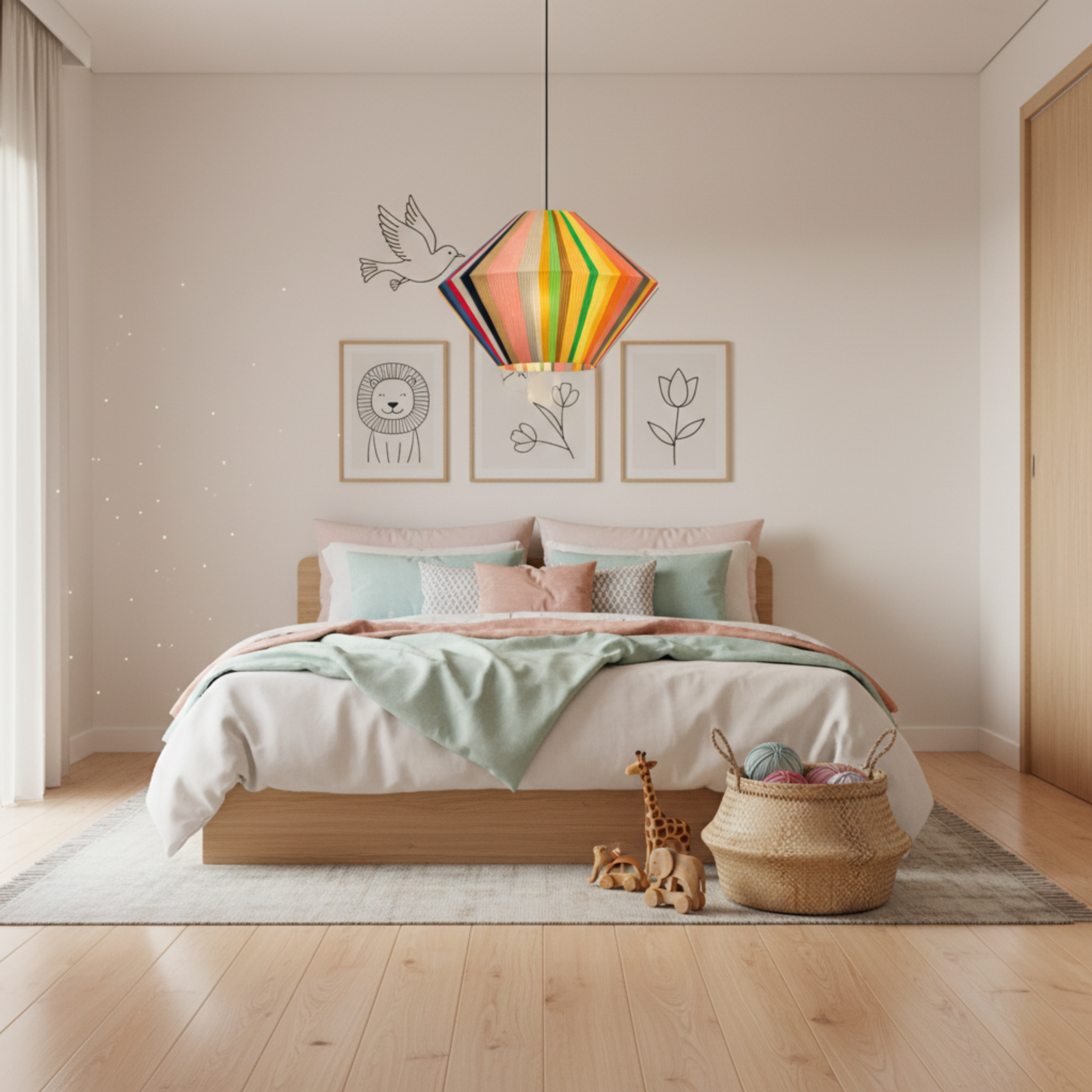 Suspension Géométrique Multicolore | Coton Handmade | Tunisie