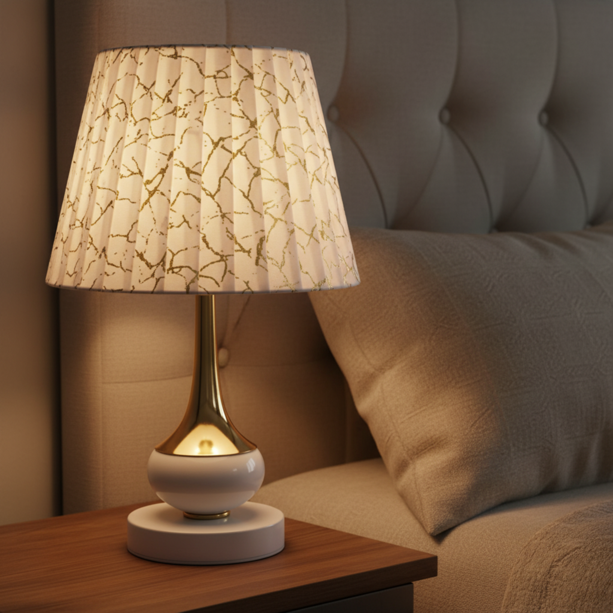 Lampe de Chevet Dorée Effet Marbre | Fiolla Home Tunisie