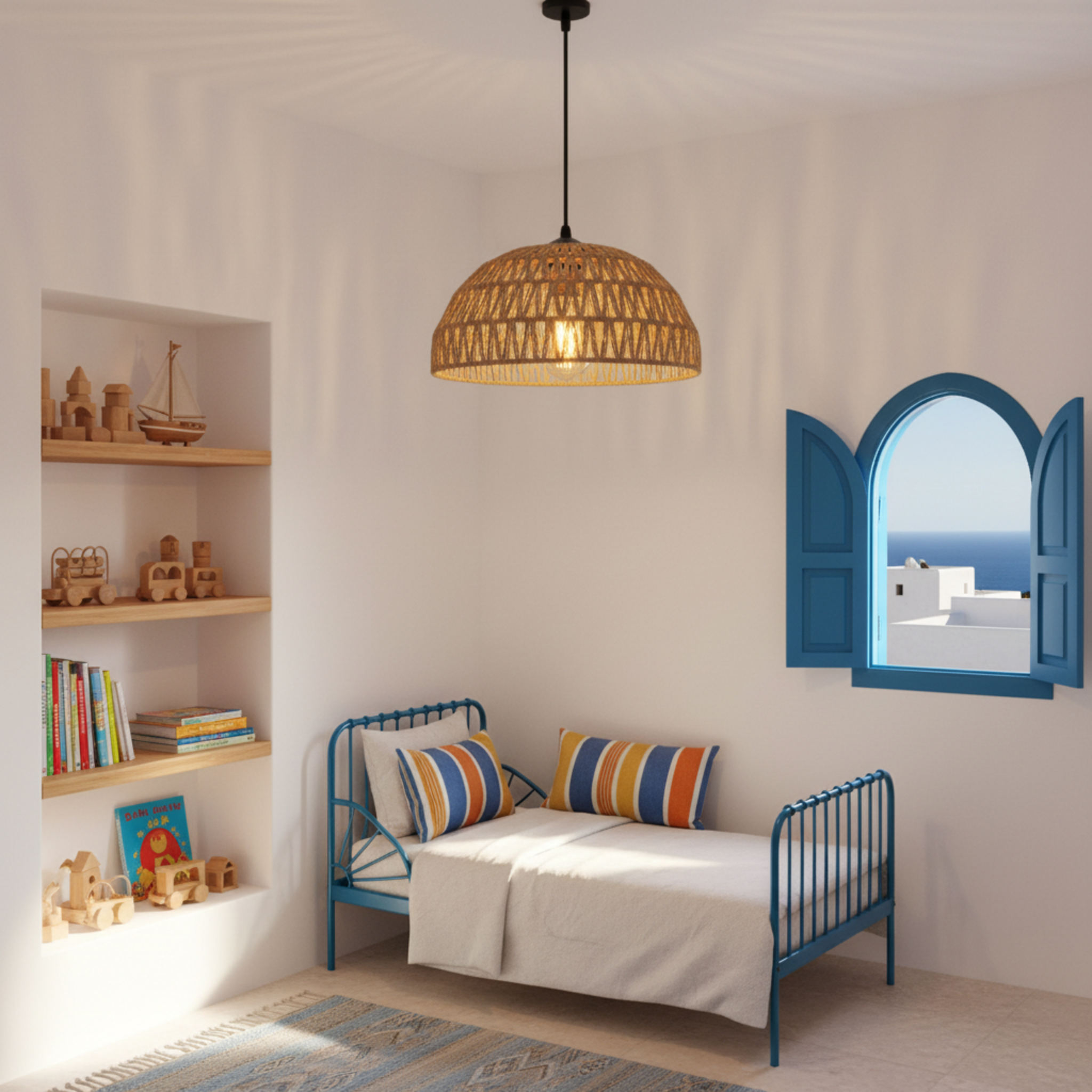 Suspension "Sama" en Jute Tressé – Luminaire Dôme Style Boho